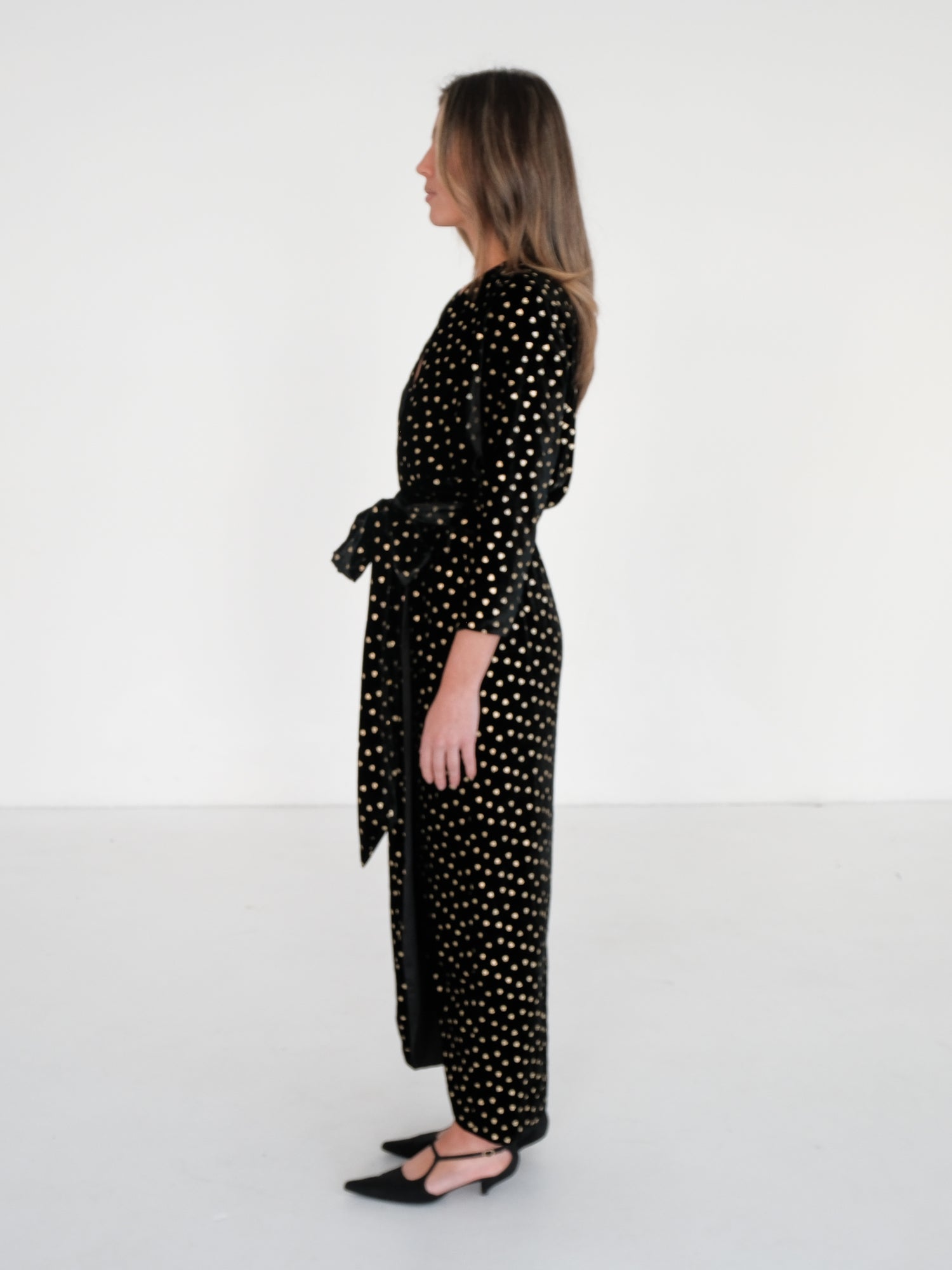 Foiled Heart Velvet Midi Dress, Size AU 8