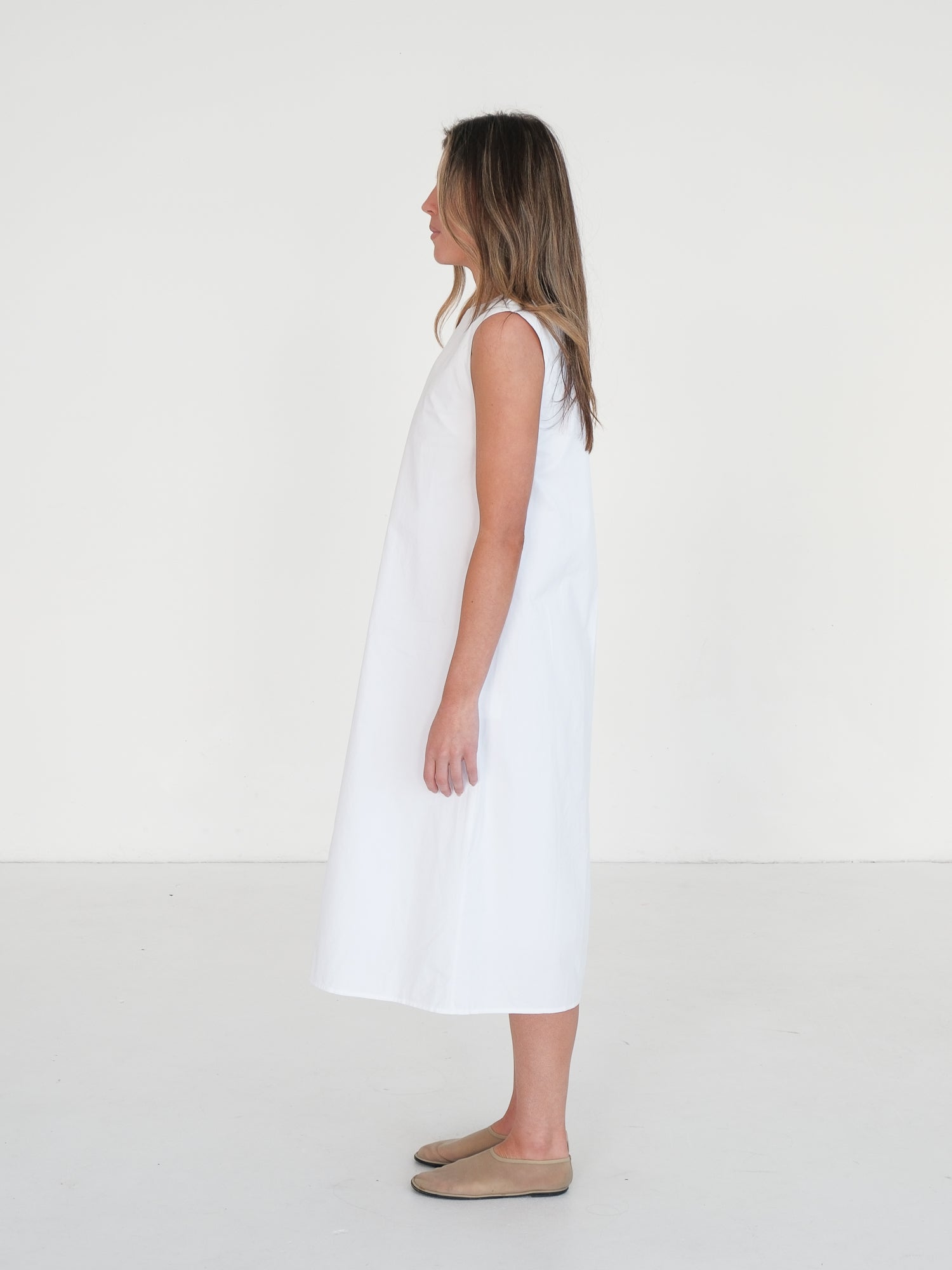 'Hannah' Sleeveless Cotton Midi Dress, Size AU 8
