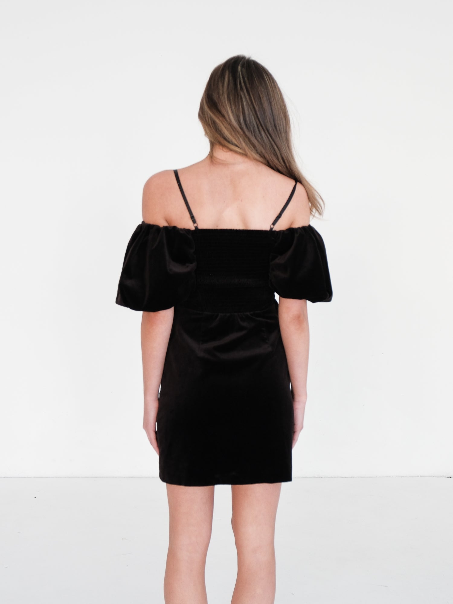 Off-Shoulder Velvet Mini Dress, Size AU 8