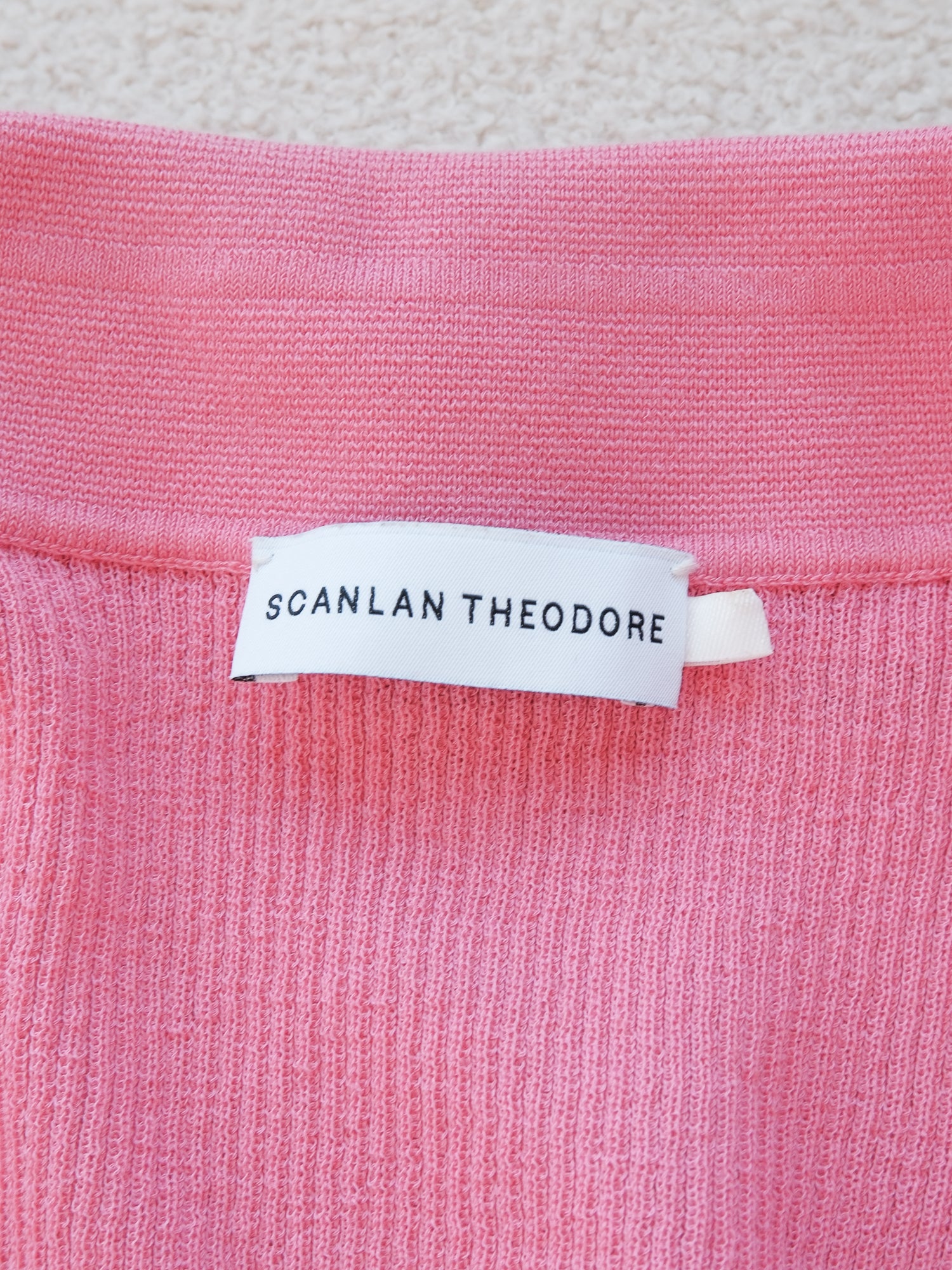 Cotton-Blend Rib Knit Polo Shirt, Size S