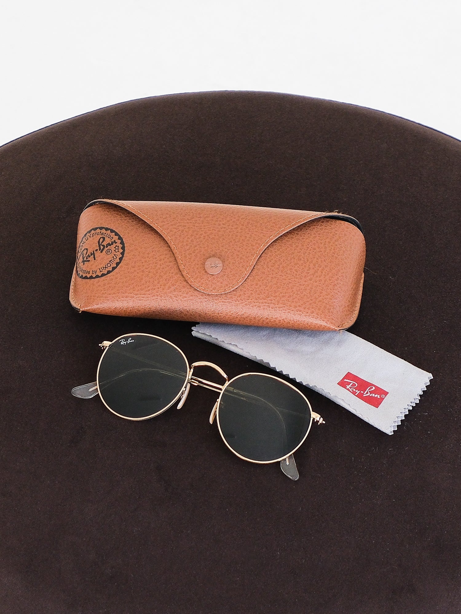 'RB3447' Unisex Round Metal Sunglasses
