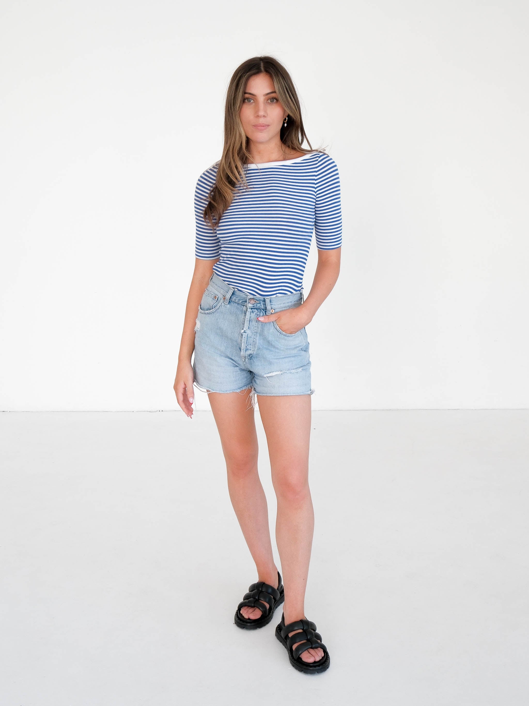 'Connie' Boat Neck T-Shirt, Size XS