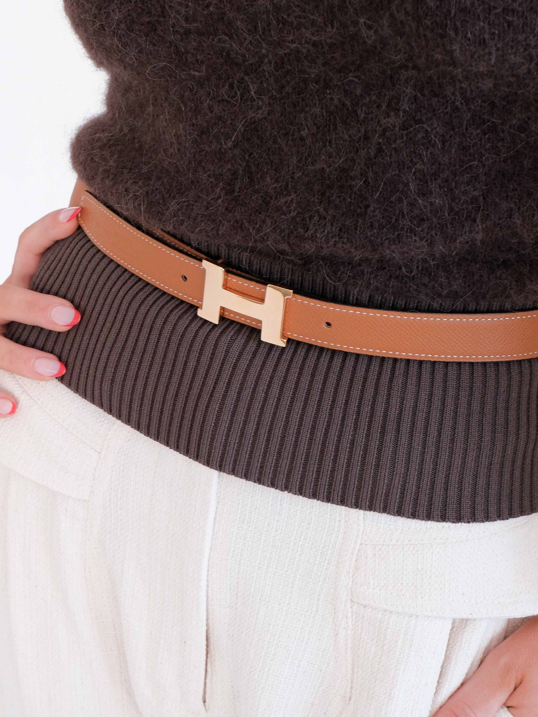 Mini Constance Belt Buckle & Reversible Leather Strap 24mm, Size 90