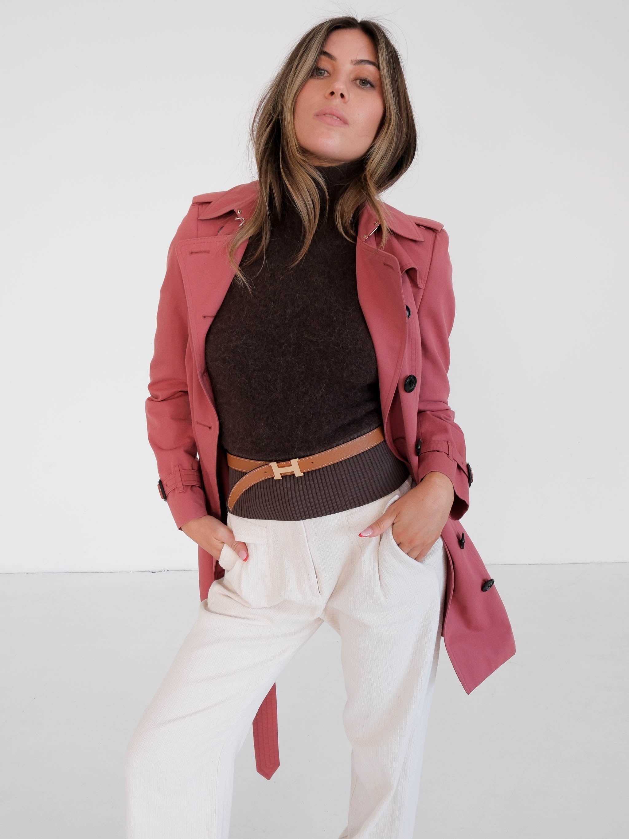 Sandringham Cotton Gabardine Trench Coat, Size AU 8