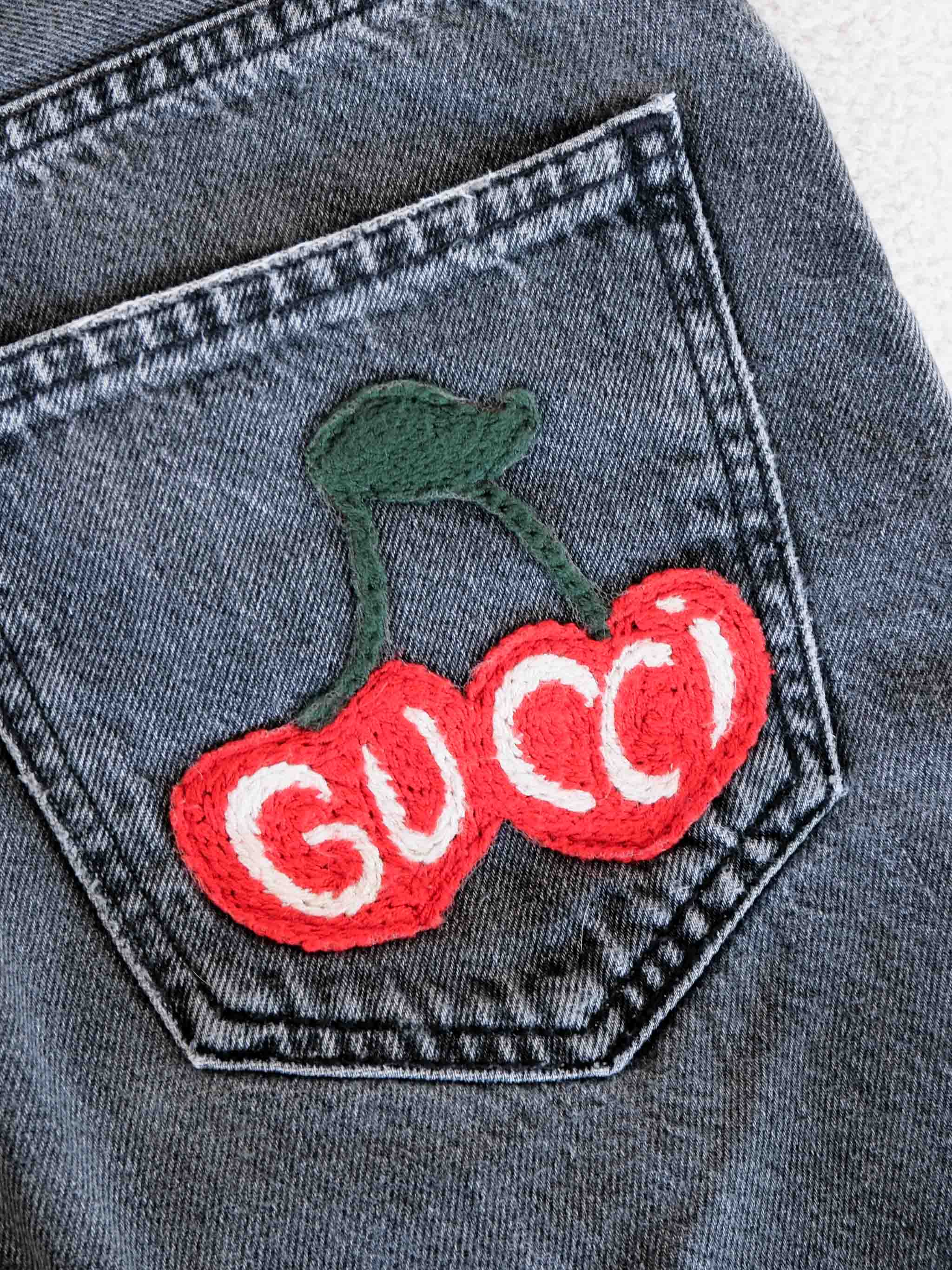 Upcycled Gucci Embellished Denim Shorts