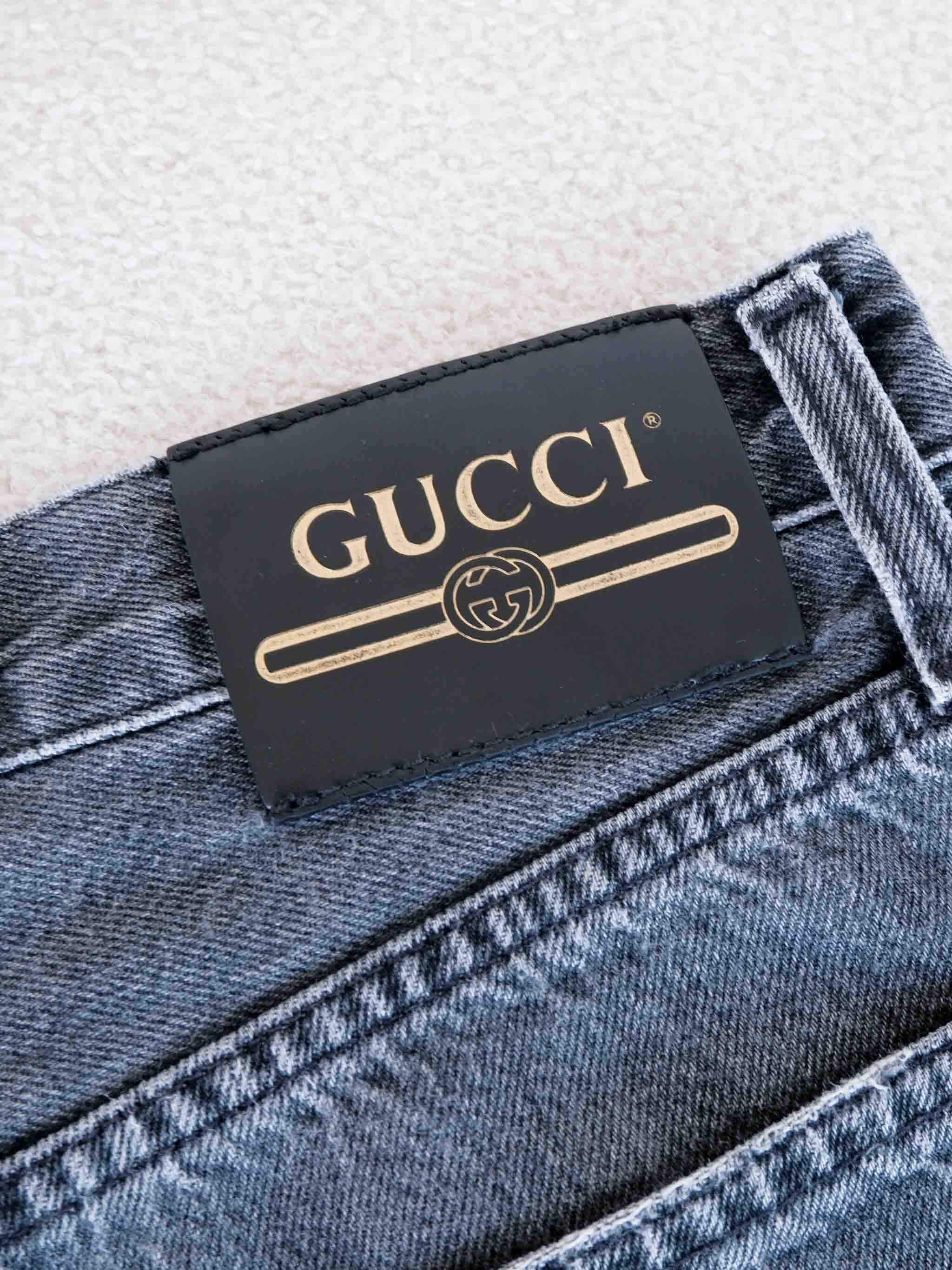 Upcycled Gucci Embellished Denim Shorts