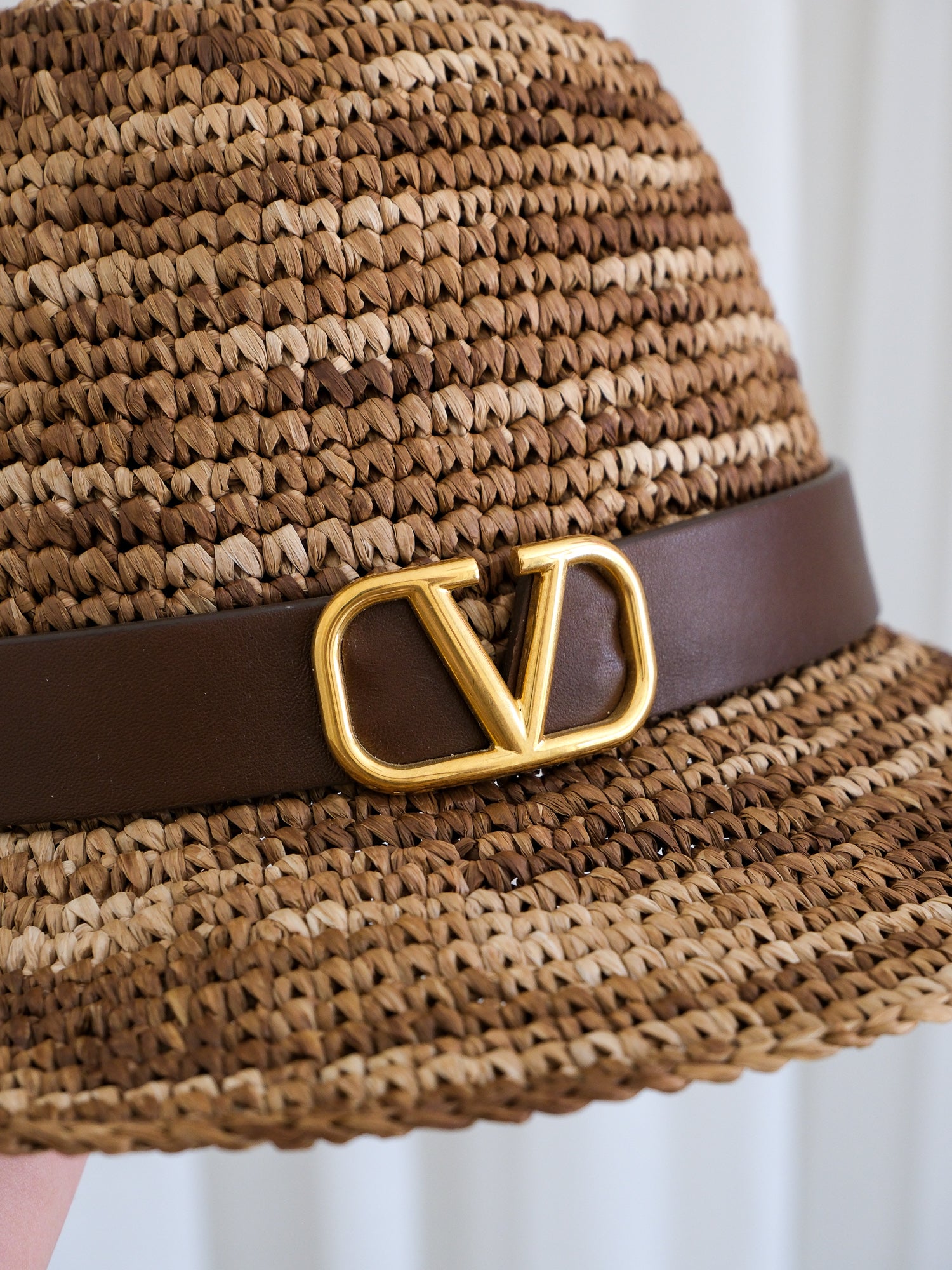 'VLogo' Straw Fedora Hat, Size L