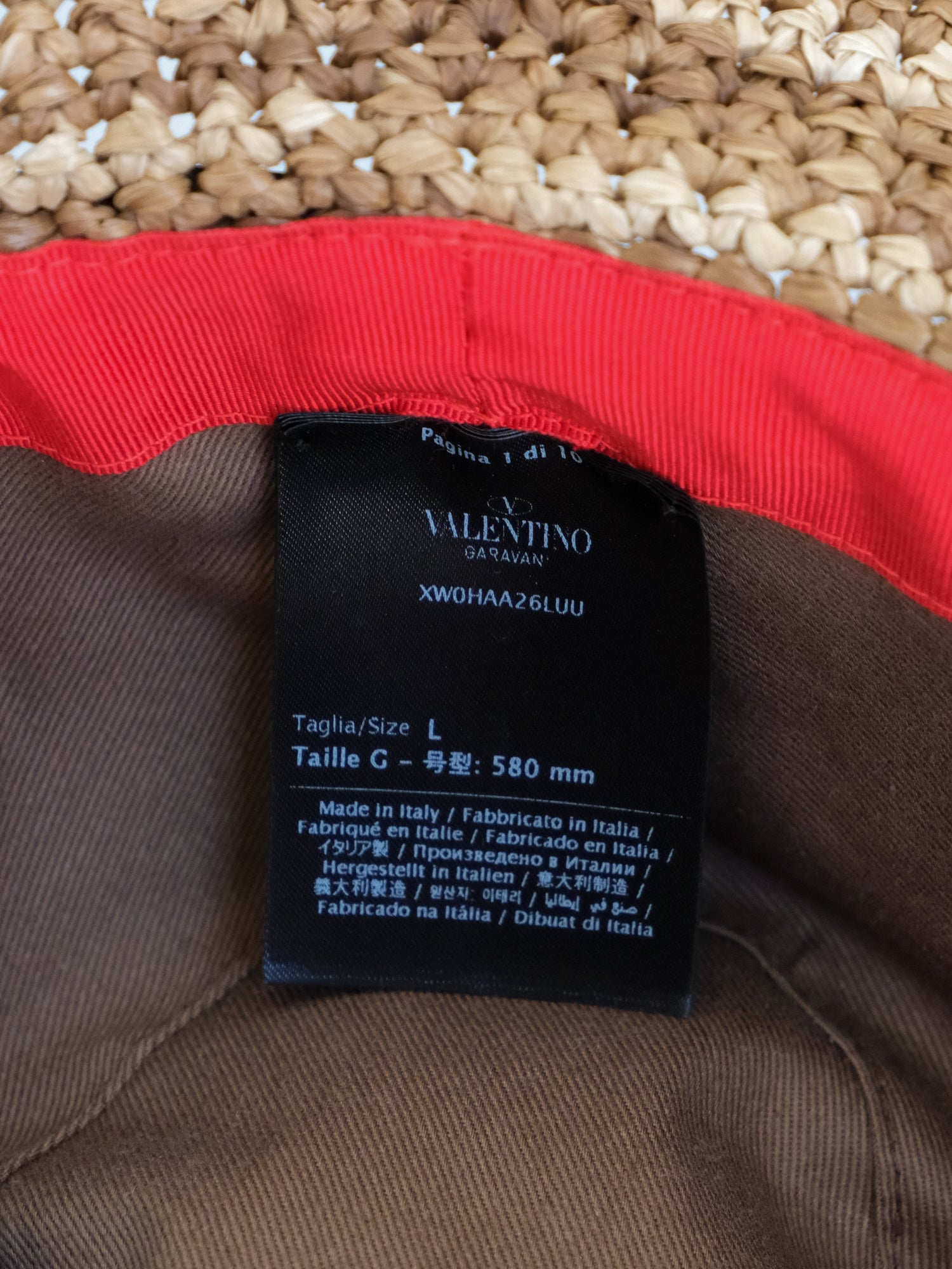 'VLogo' Straw Fedora Hat, Size L