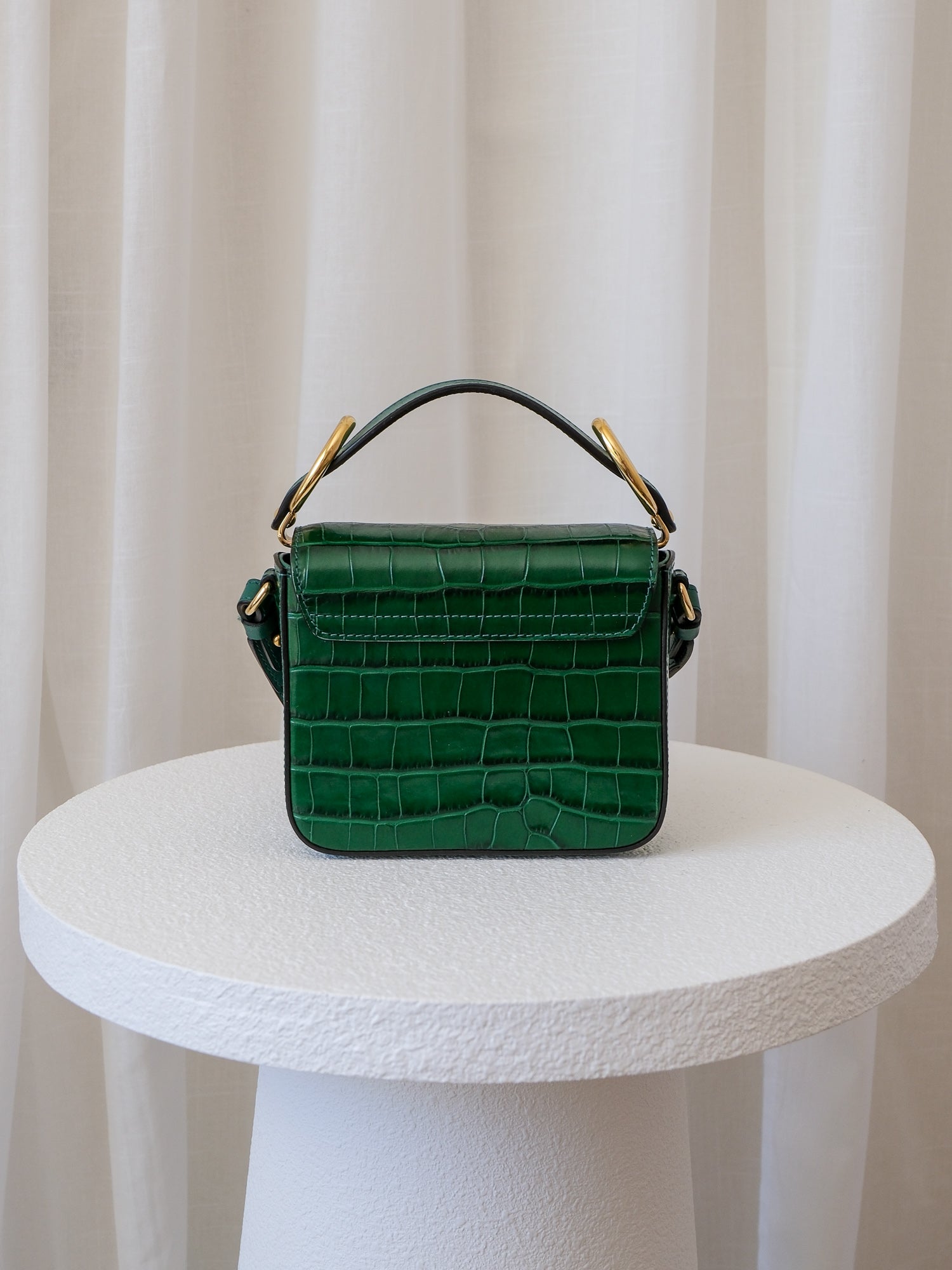'Mini C' Croc-Embossed Leather Crossbody Bag
