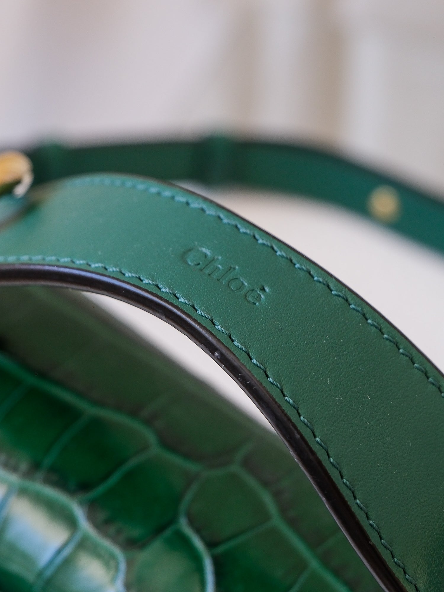 'Mini C' Croc-Embossed Leather Crossbody Bag