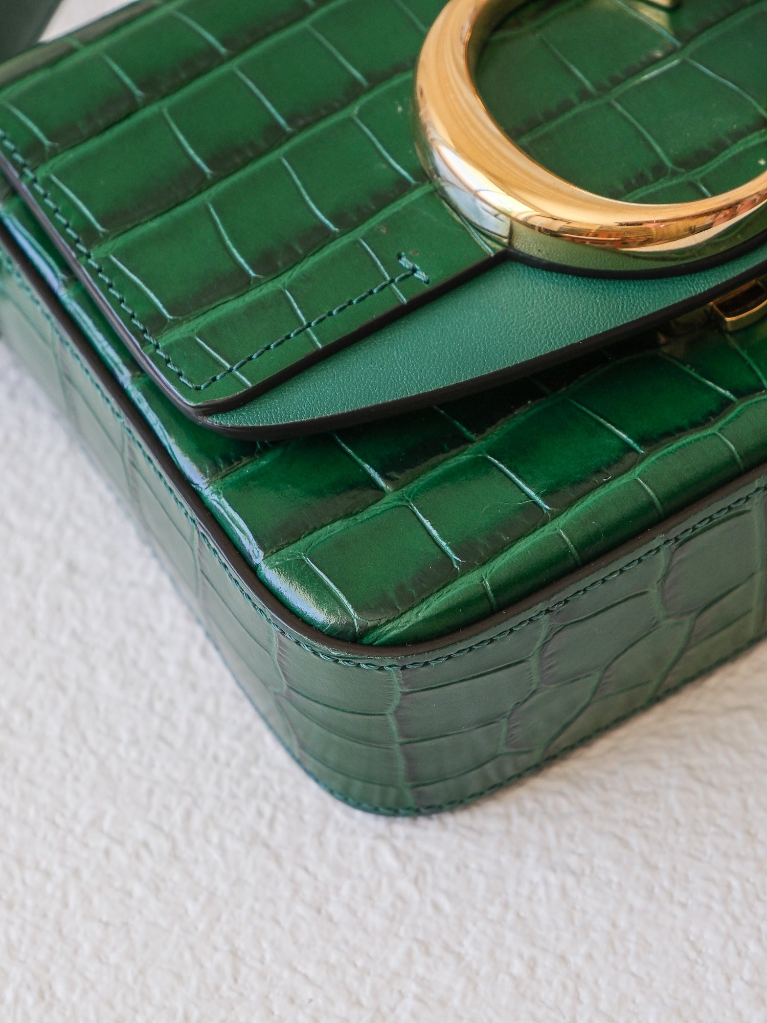 'Mini C' Croc-Embossed Leather Crossbody Bag