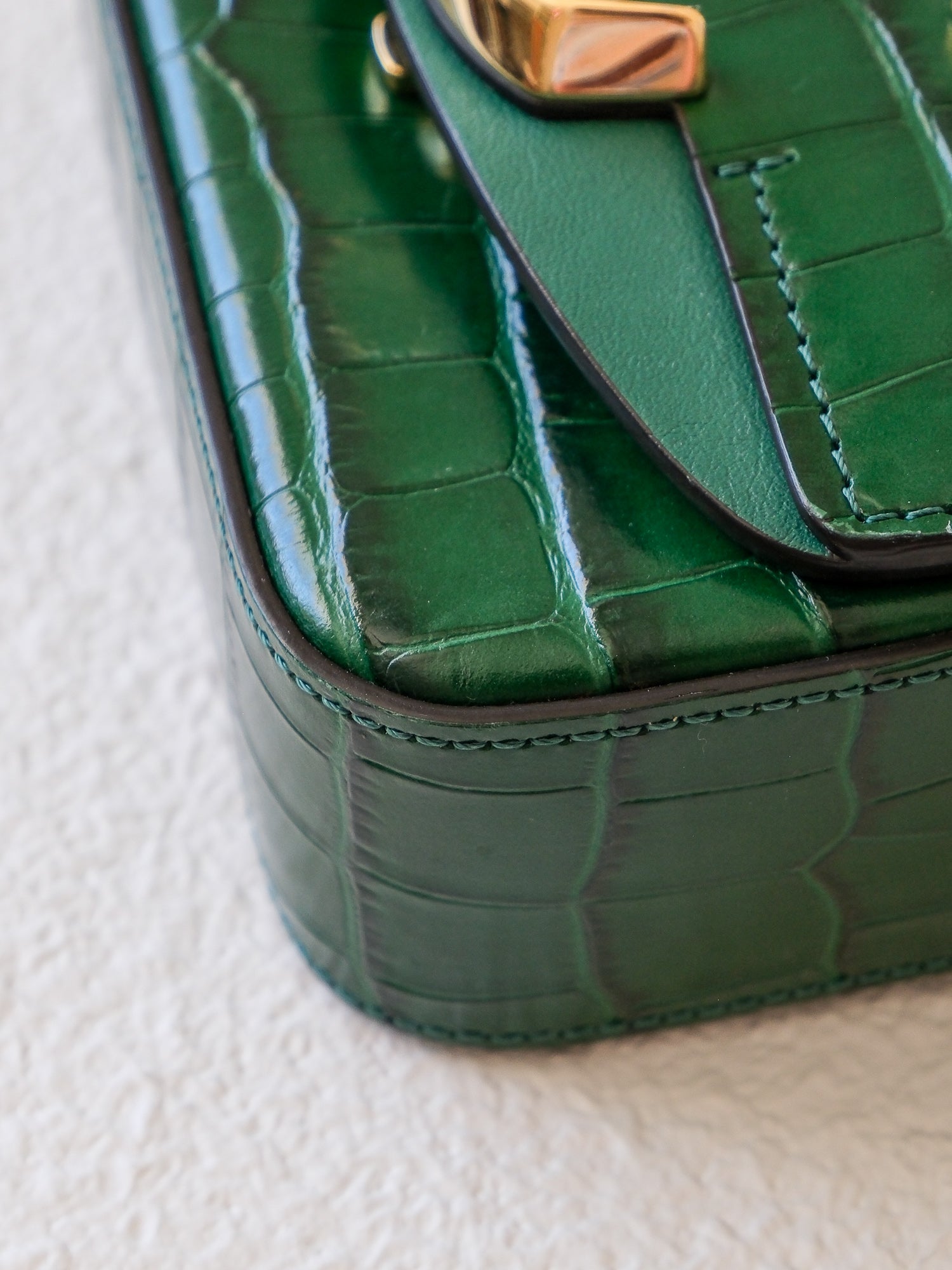 'Mini C' Croc-Embossed Leather Crossbody Bag