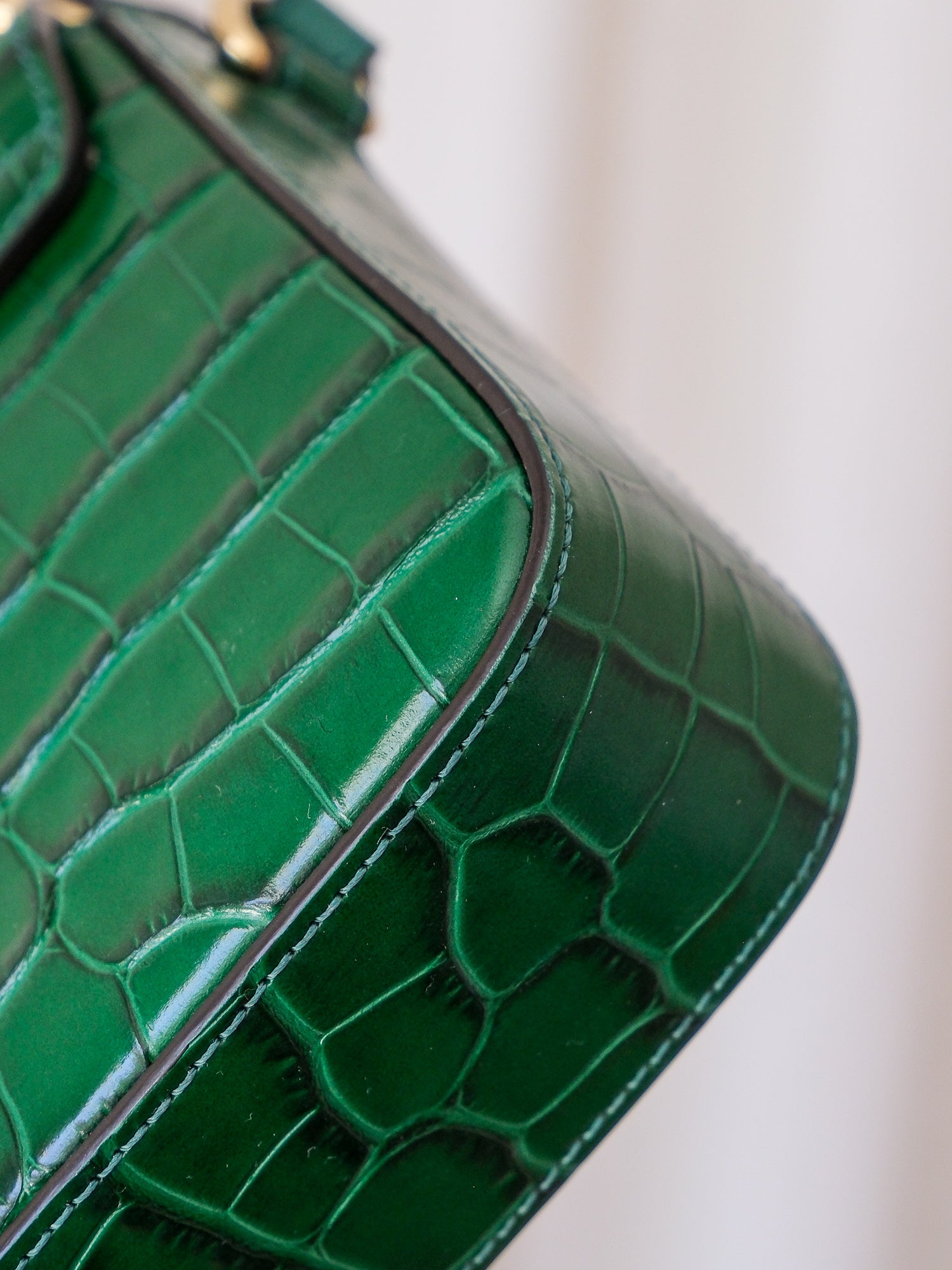 'Mini C' Croc-Embossed Leather Crossbody Bag