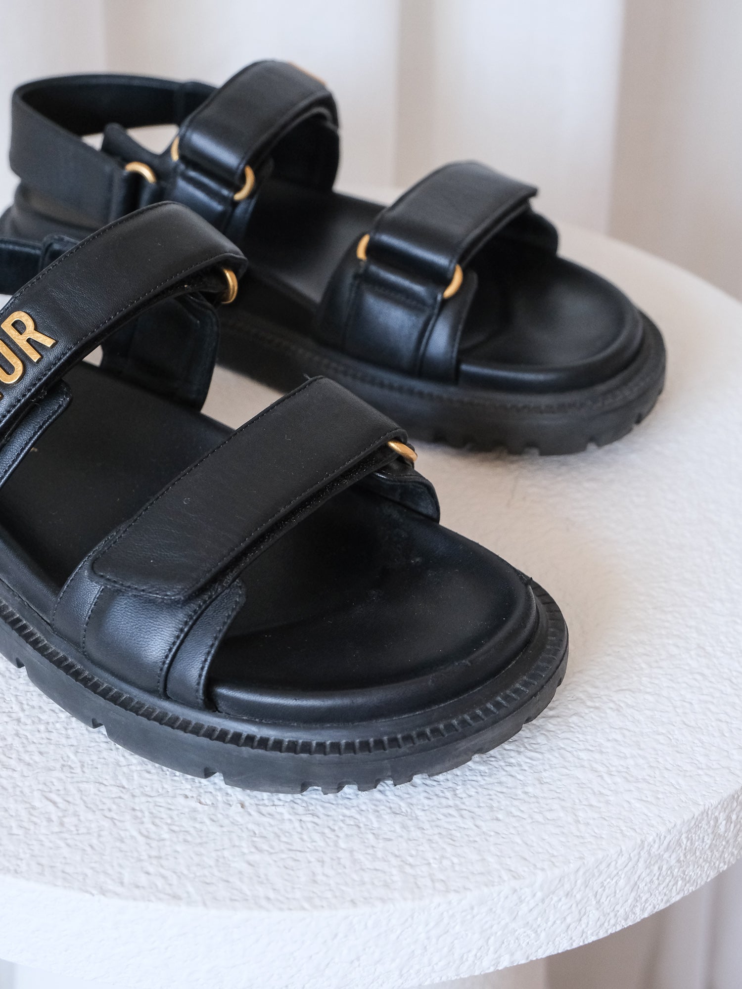 'Dioract' Lambskin Leather Sandals, Size 38
