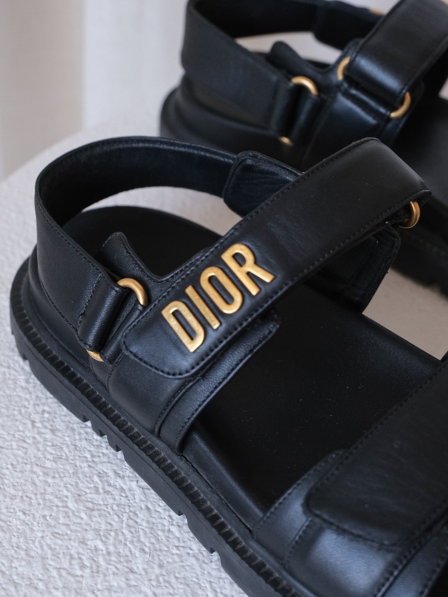 'Dioract' Lambskin Leather Sandals, Size 38