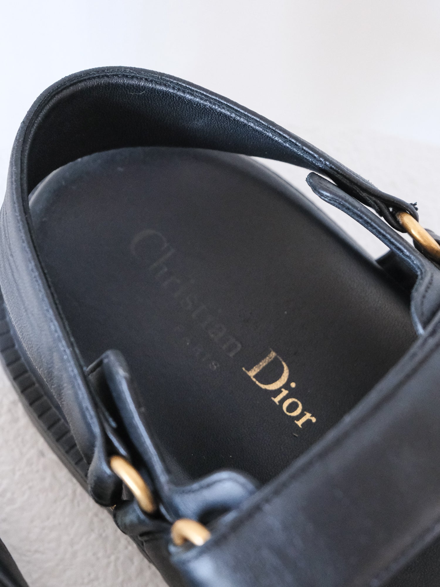 'Dioract' Lambskin Leather Sandals, Size 38