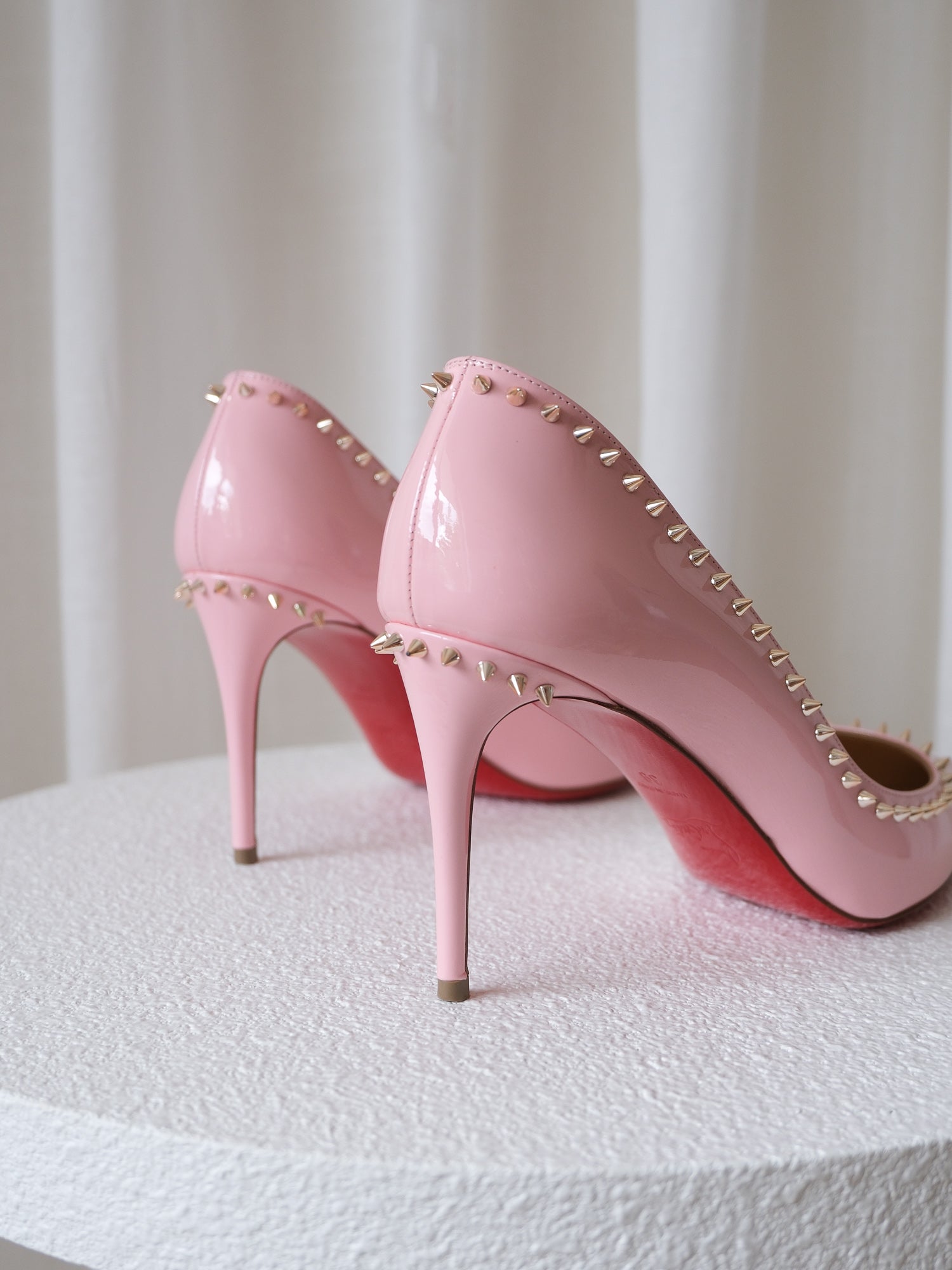 'Anjalina 85' Patent Studded Heels, Size 39