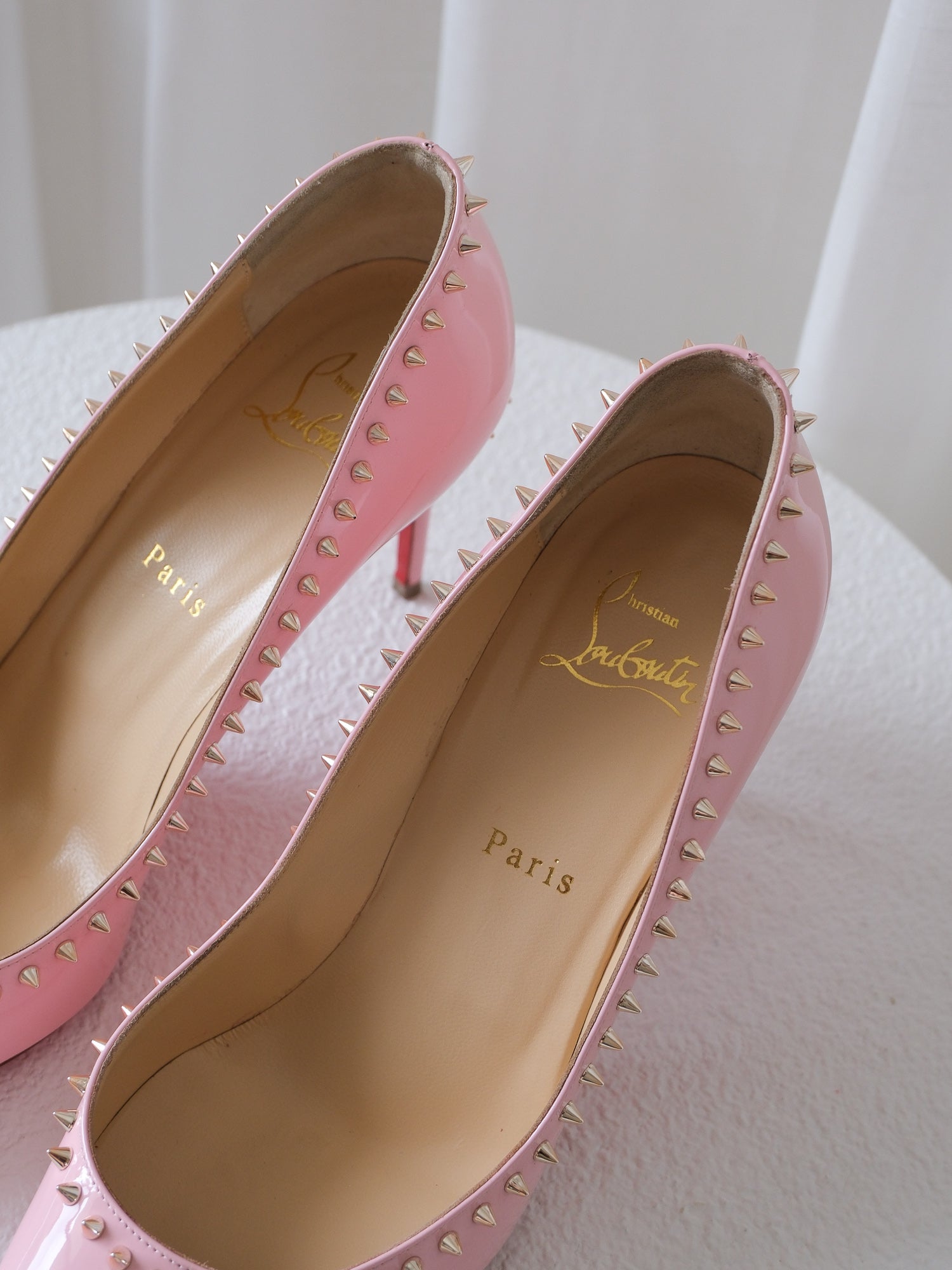 'Anjalina 85' Patent Studded Heels, Size 39