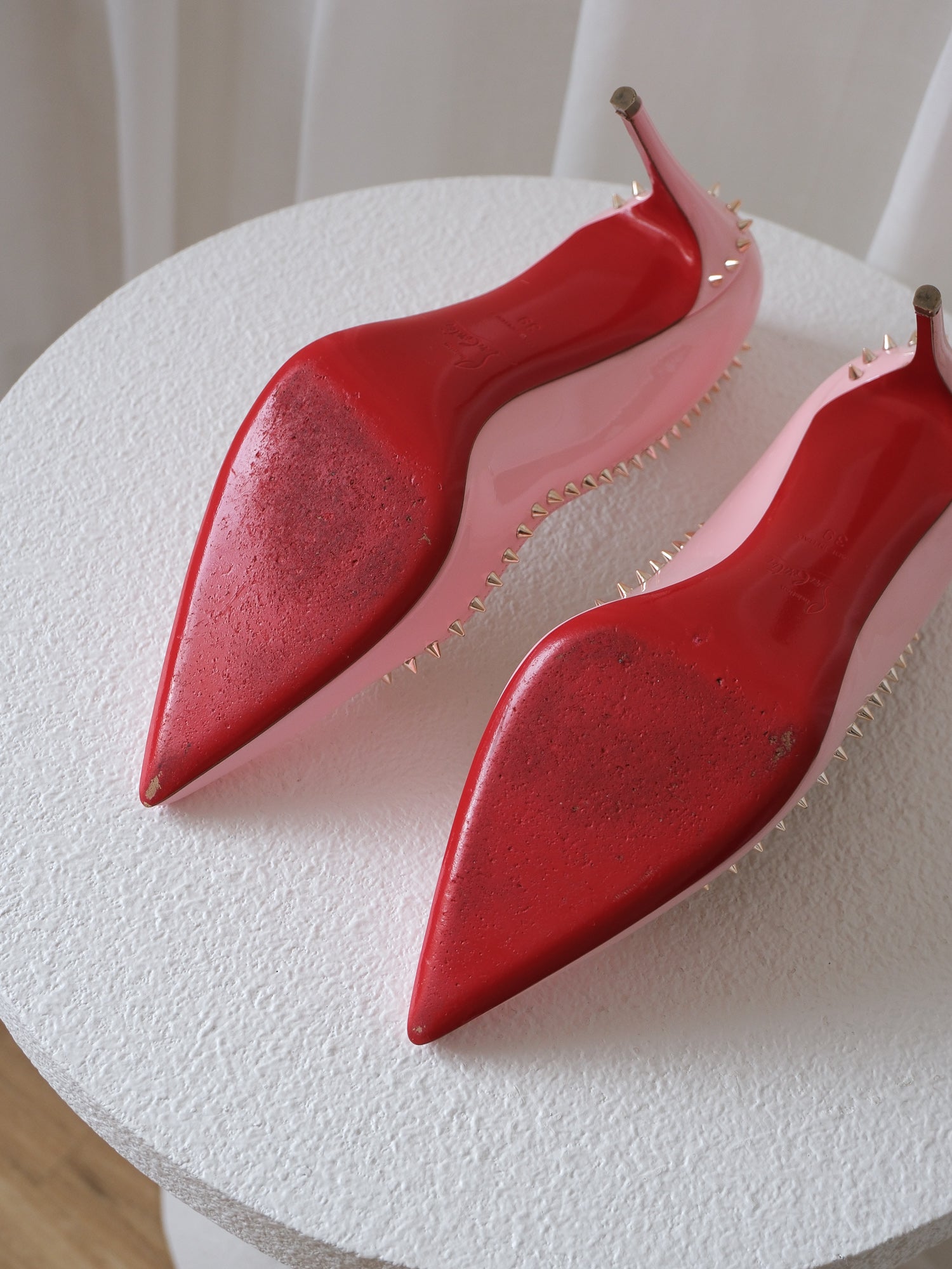 'Anjalina 85' Patent Studded Heels, Size 39