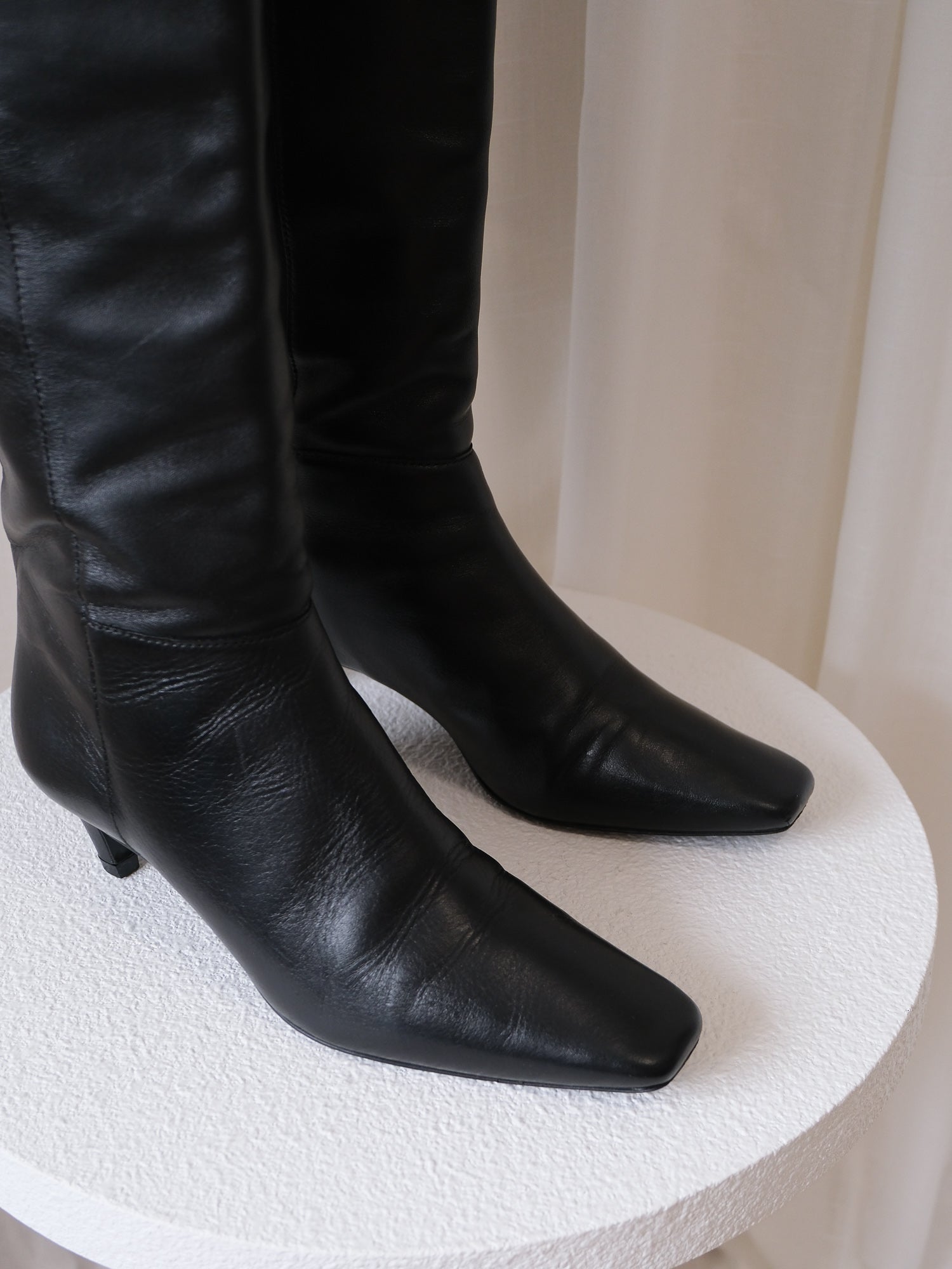 'Remy' Knee High Leather Boots, Size 38