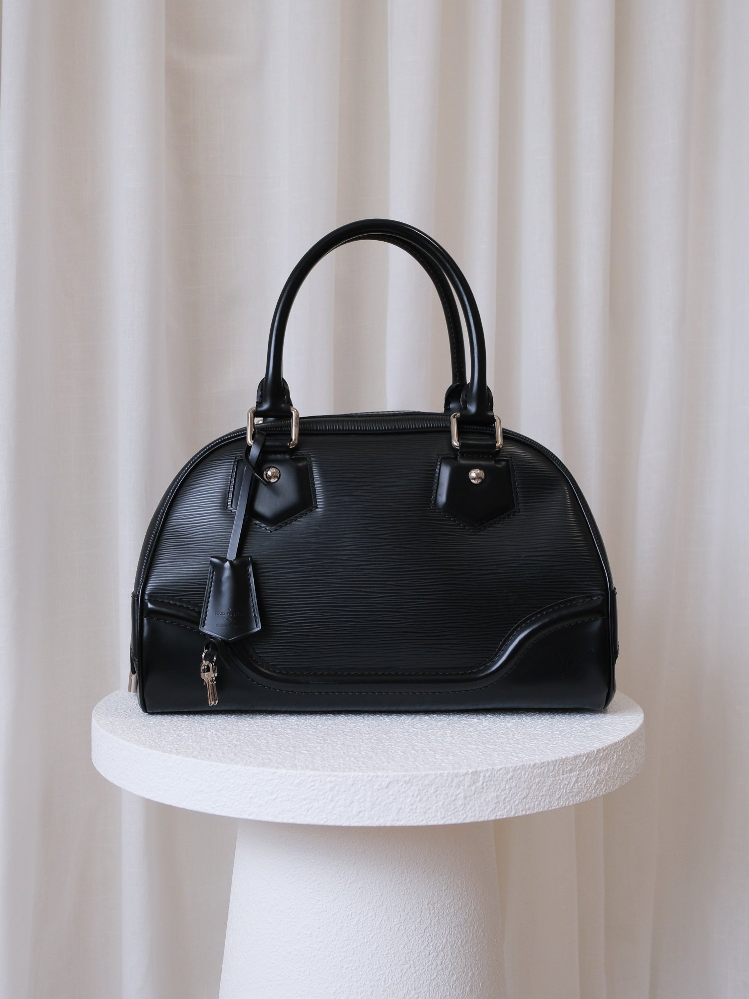 'Montaigne' PM Epi Leather Top Handle Bowling Bag