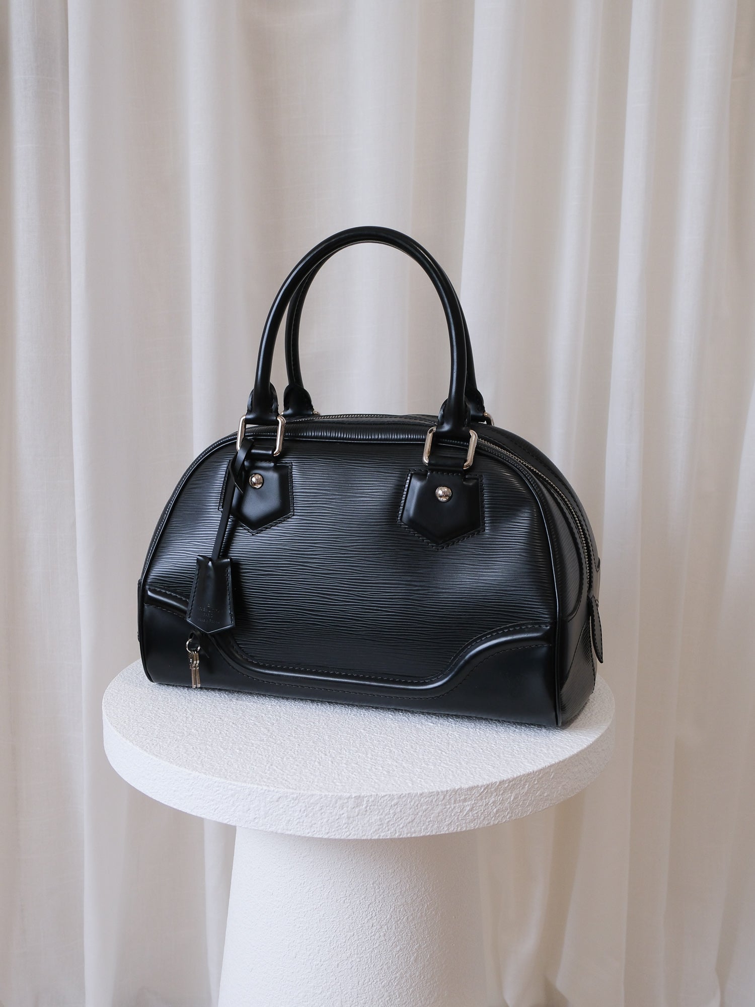 'Montaigne' PM Epi Leather Top Handle Bowling Bag