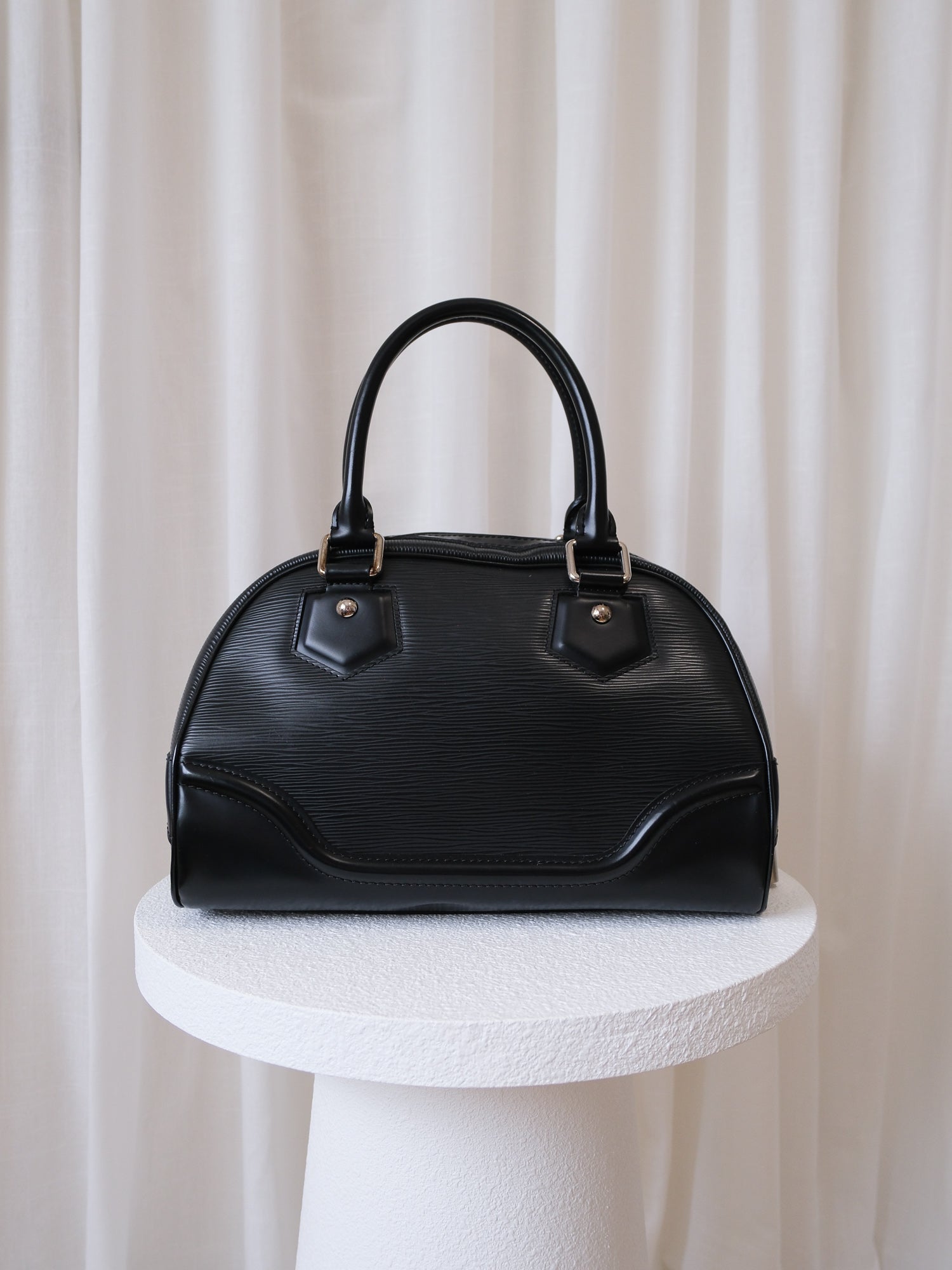 'Montaigne' PM Epi Leather Top Handle Bowling Bag