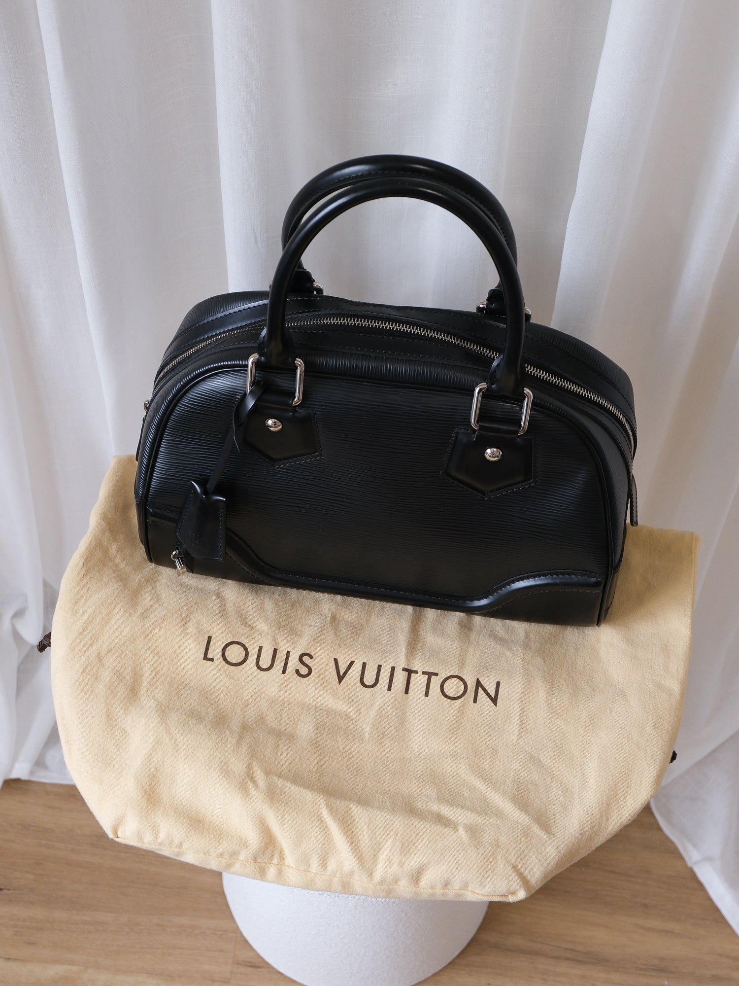 'Montaigne' PM Epi Leather Top Handle Bowling Bag