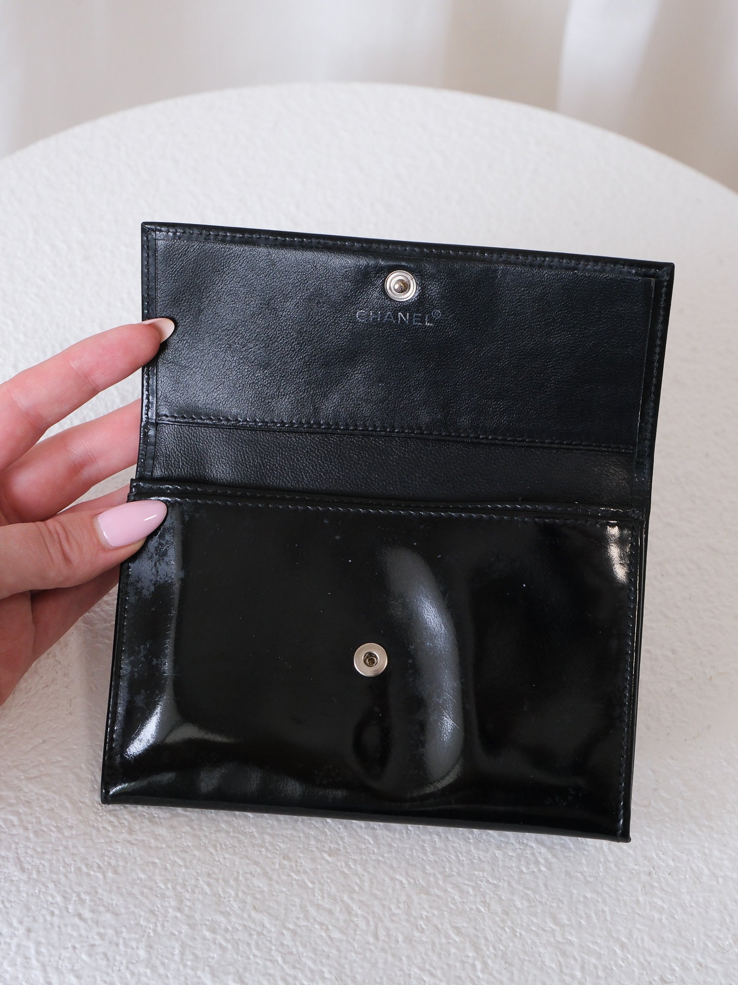 COCO Mark Patent Leather Bi-fold Wallet