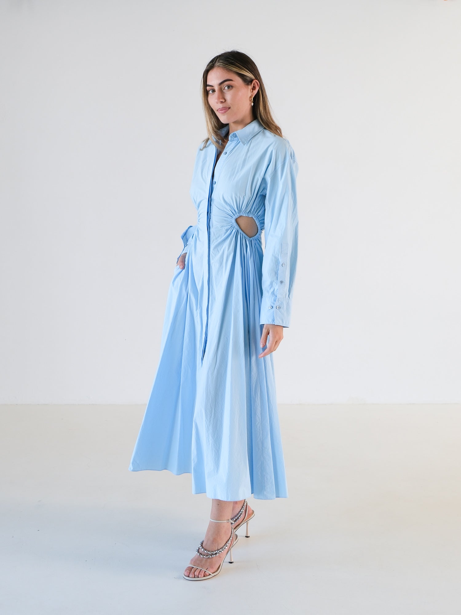 Cotton Cut Out Shirt Dress, Size AU 6