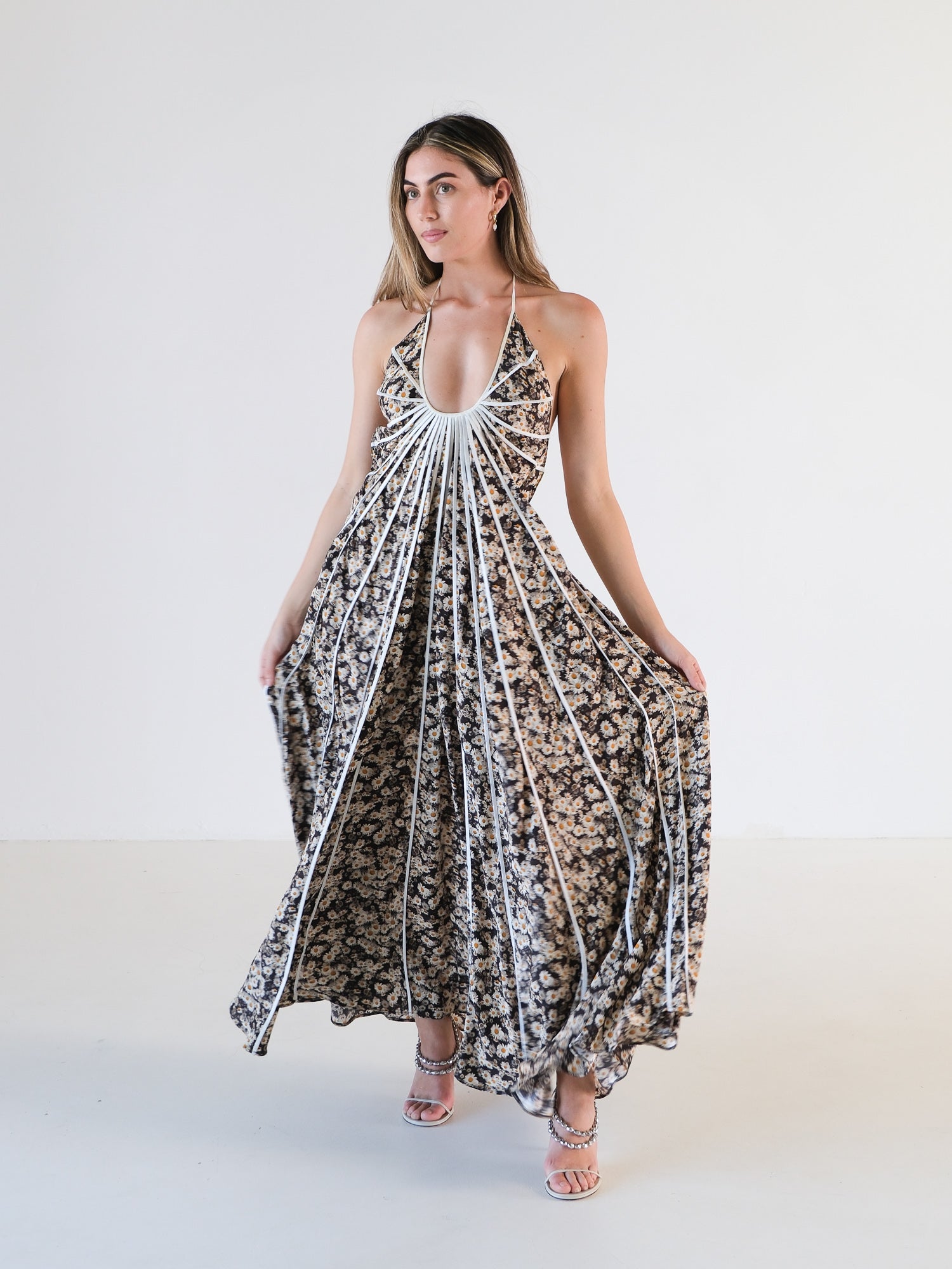 'Lyla’ Silk Halter Dress, Size AU 6