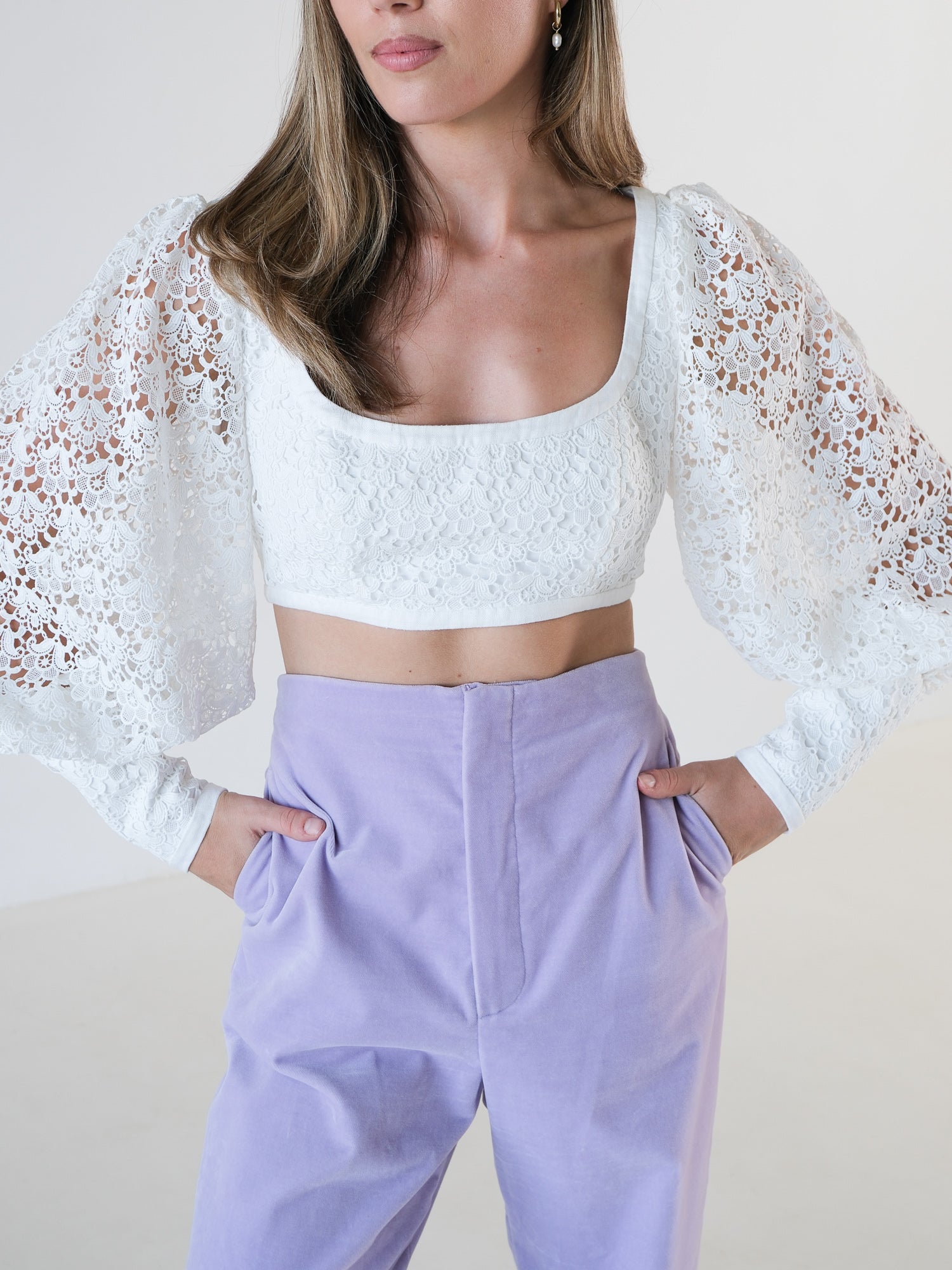 'Super Eight' Lace Cropped Bodice Top, Size 2 | AU 12