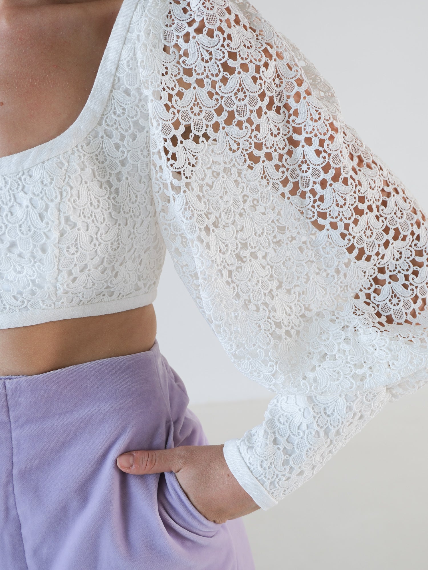 'Super Eight' Lace Cropped Bodice Top, Size 2 | AU 12