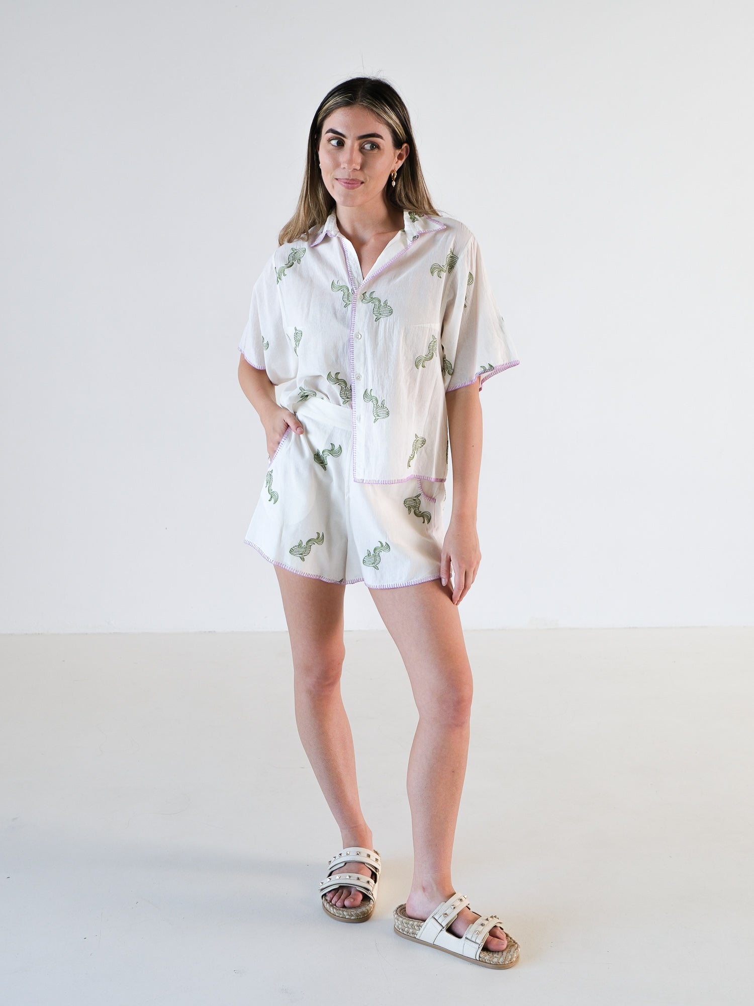 Embroidered Shirt and Shorts Set, Size 1 | AU 10