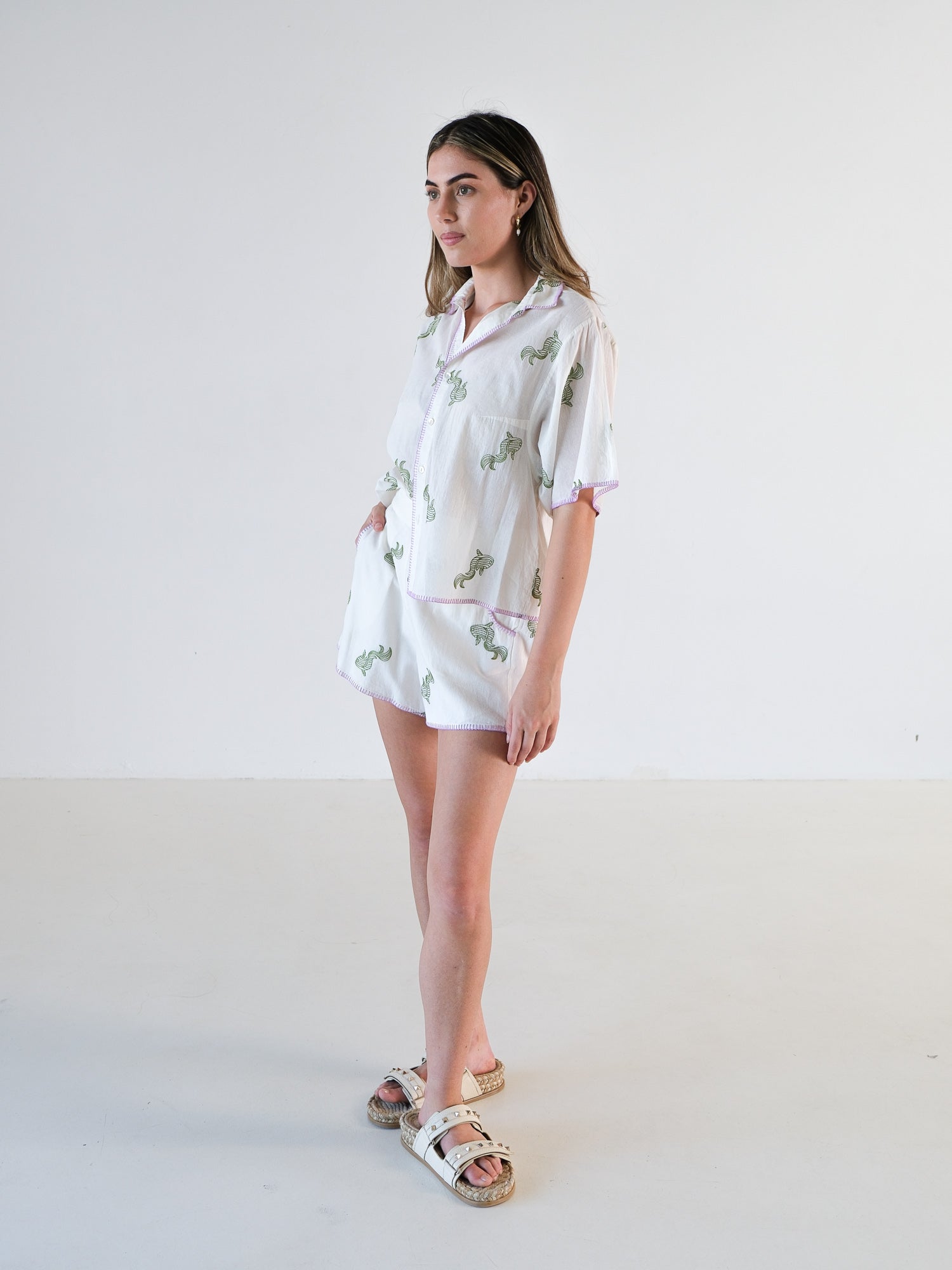 Embroidered Shirt and Shorts Set, Size 1 | AU 10