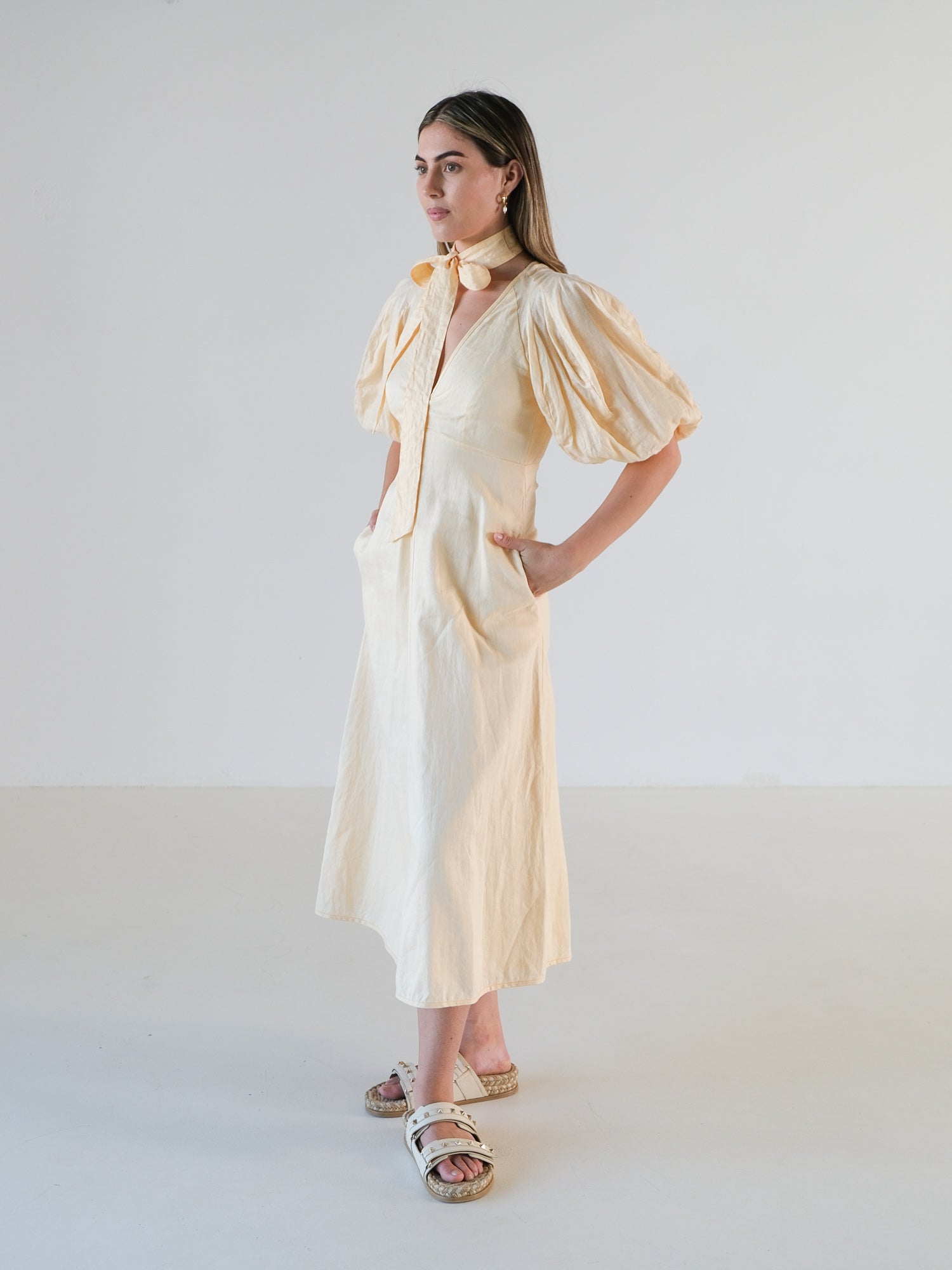 Neck Tie Midi Dress, Size 0 | AU 8