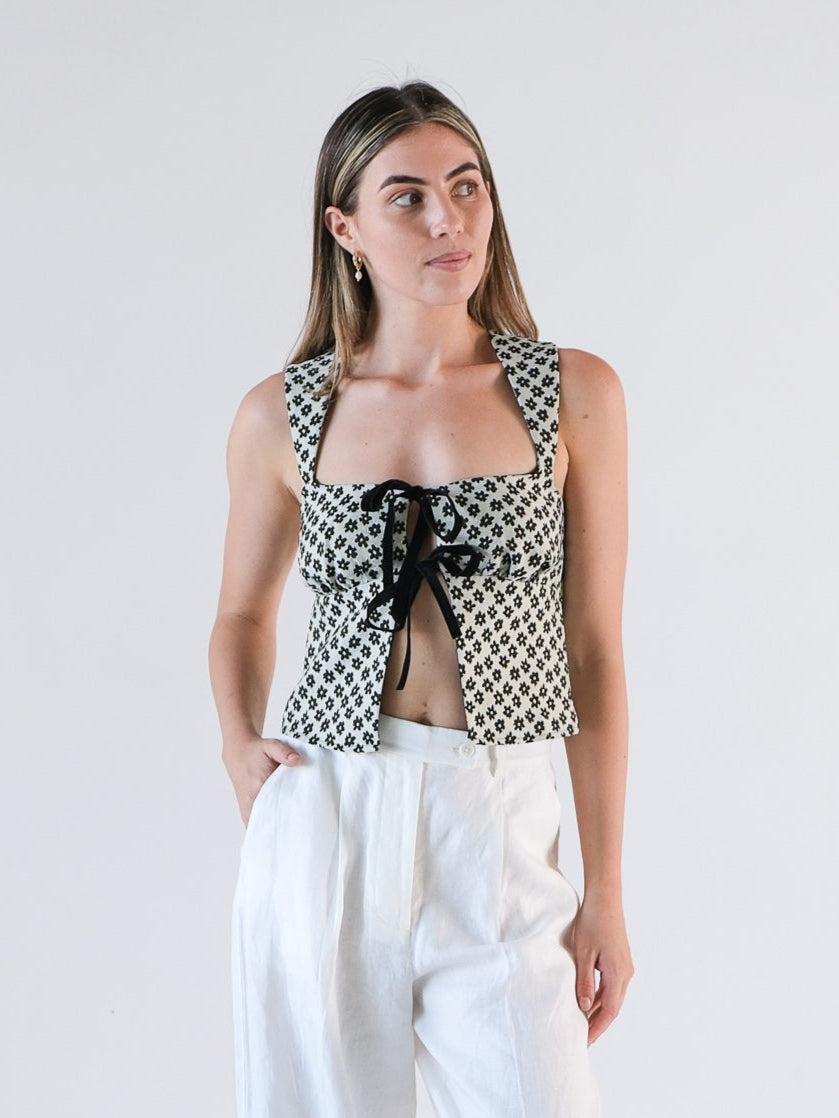 'Azalea' Jacquard Crop Top, Size AU 8