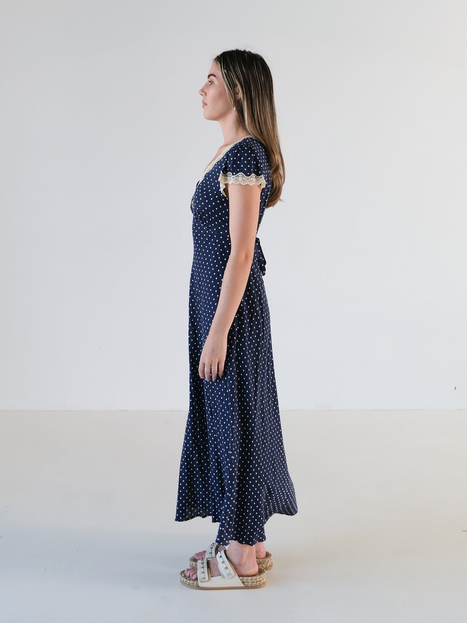 'Clarice' Polka Dot Midi Dress, Size S | AU 10