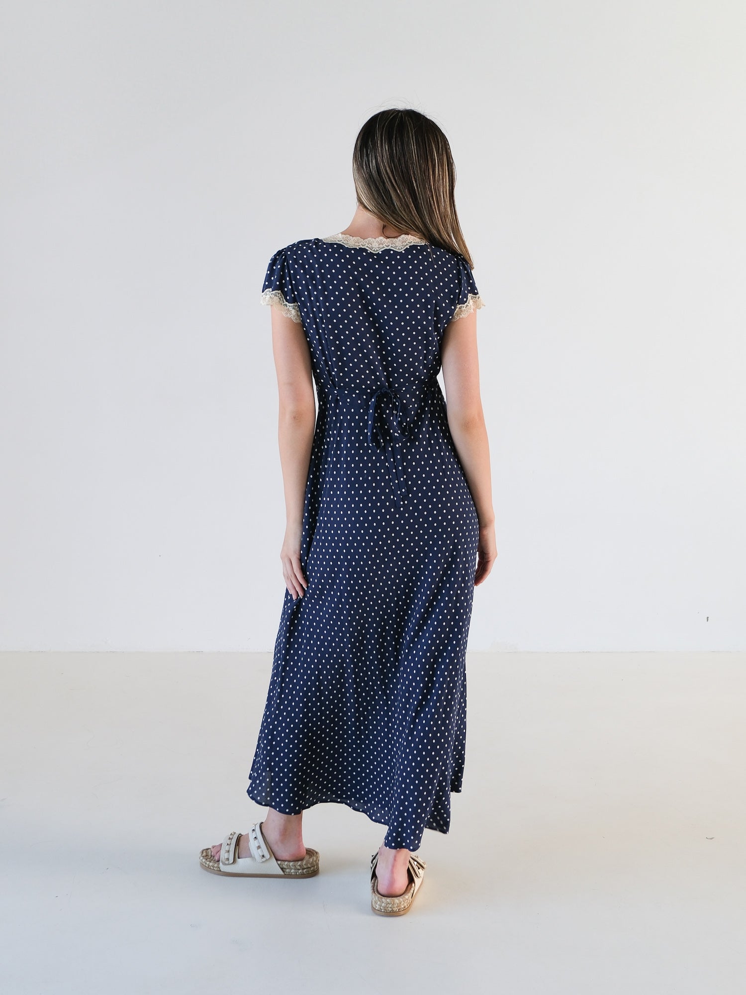 'Clarice' Polka Dot Midi Dress, Size S | AU 10