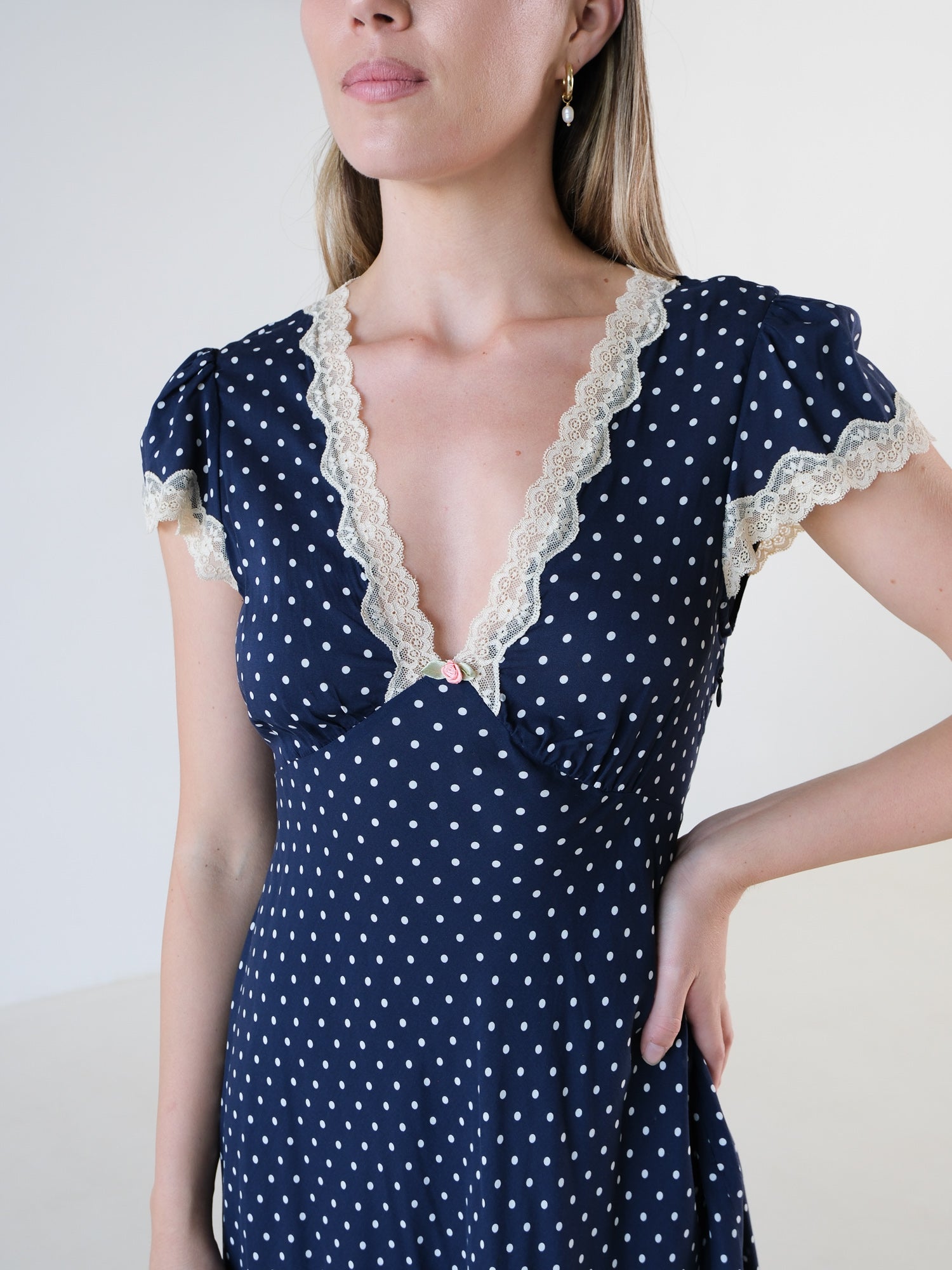 'Clarice' Polka Dot Midi Dress, Size S | AU 10