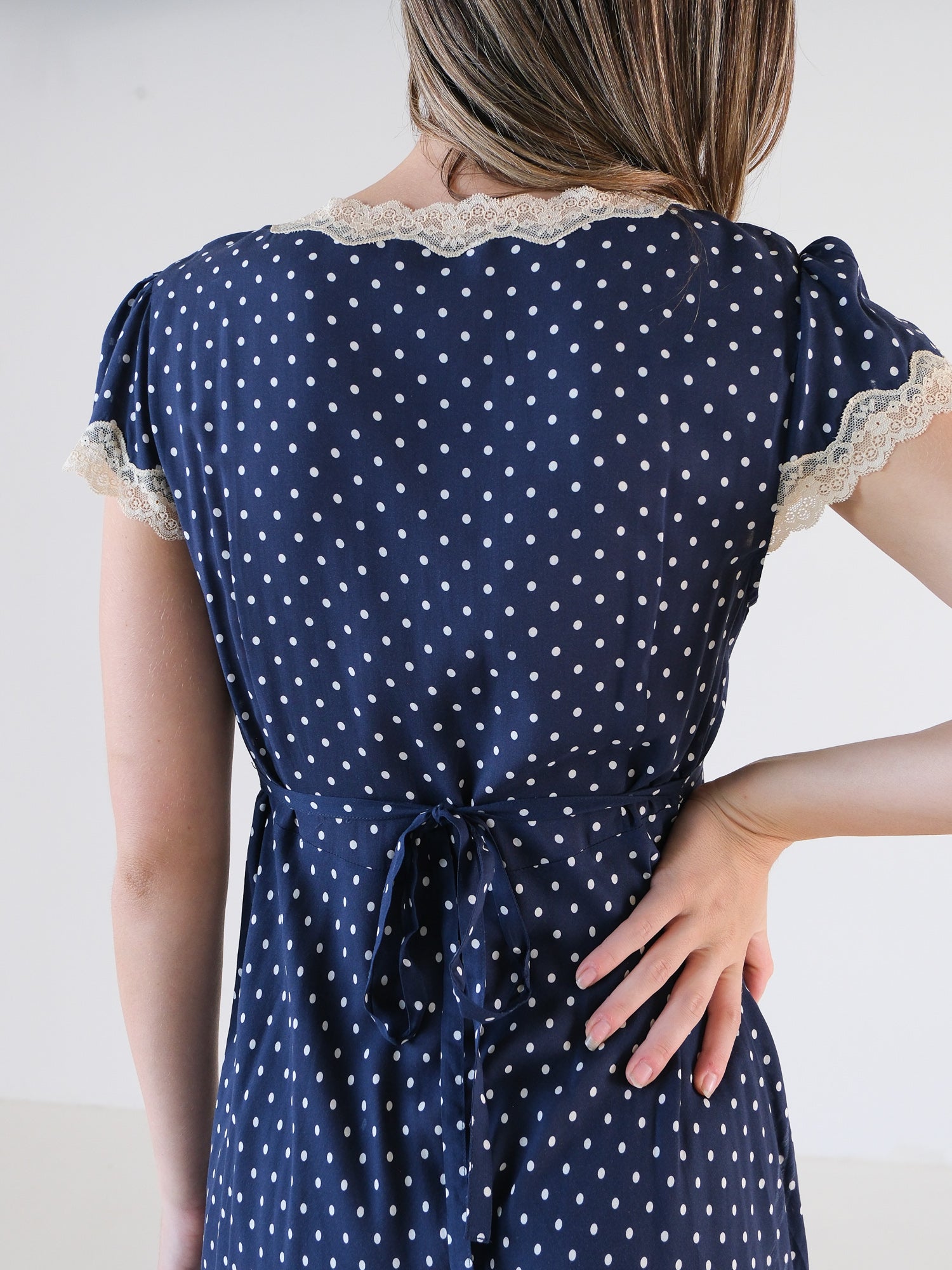 'Clarice' Polka Dot Midi Dress, Size S | AU 10