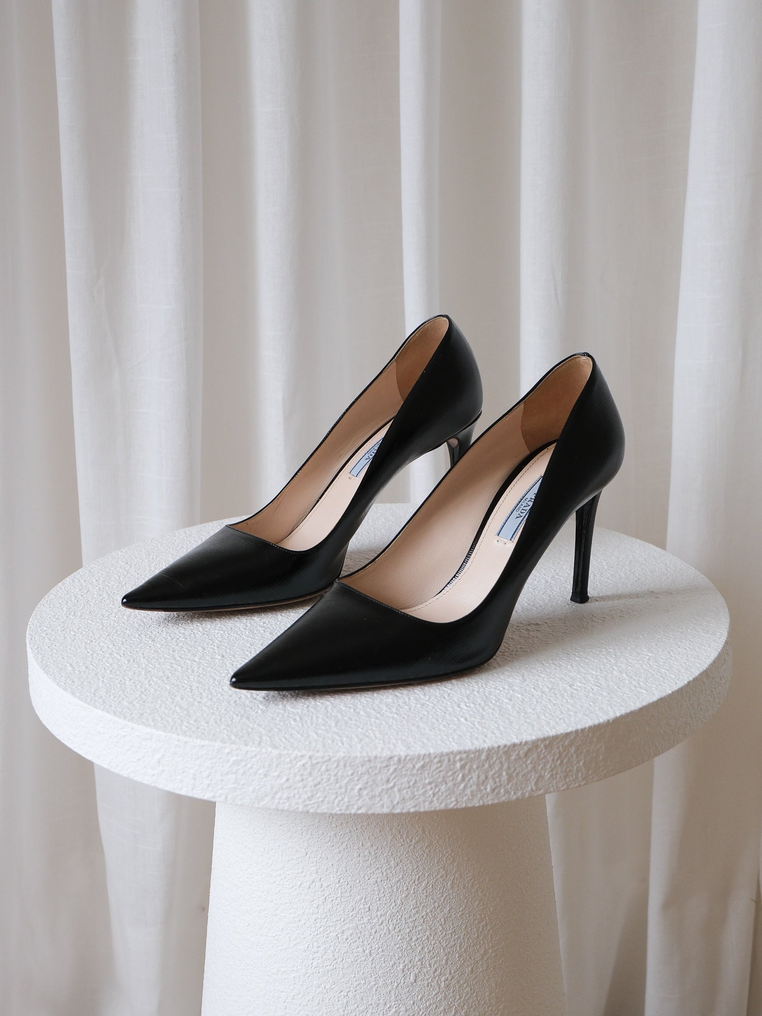Saffiano Pointed Toe Pumps, Size 39