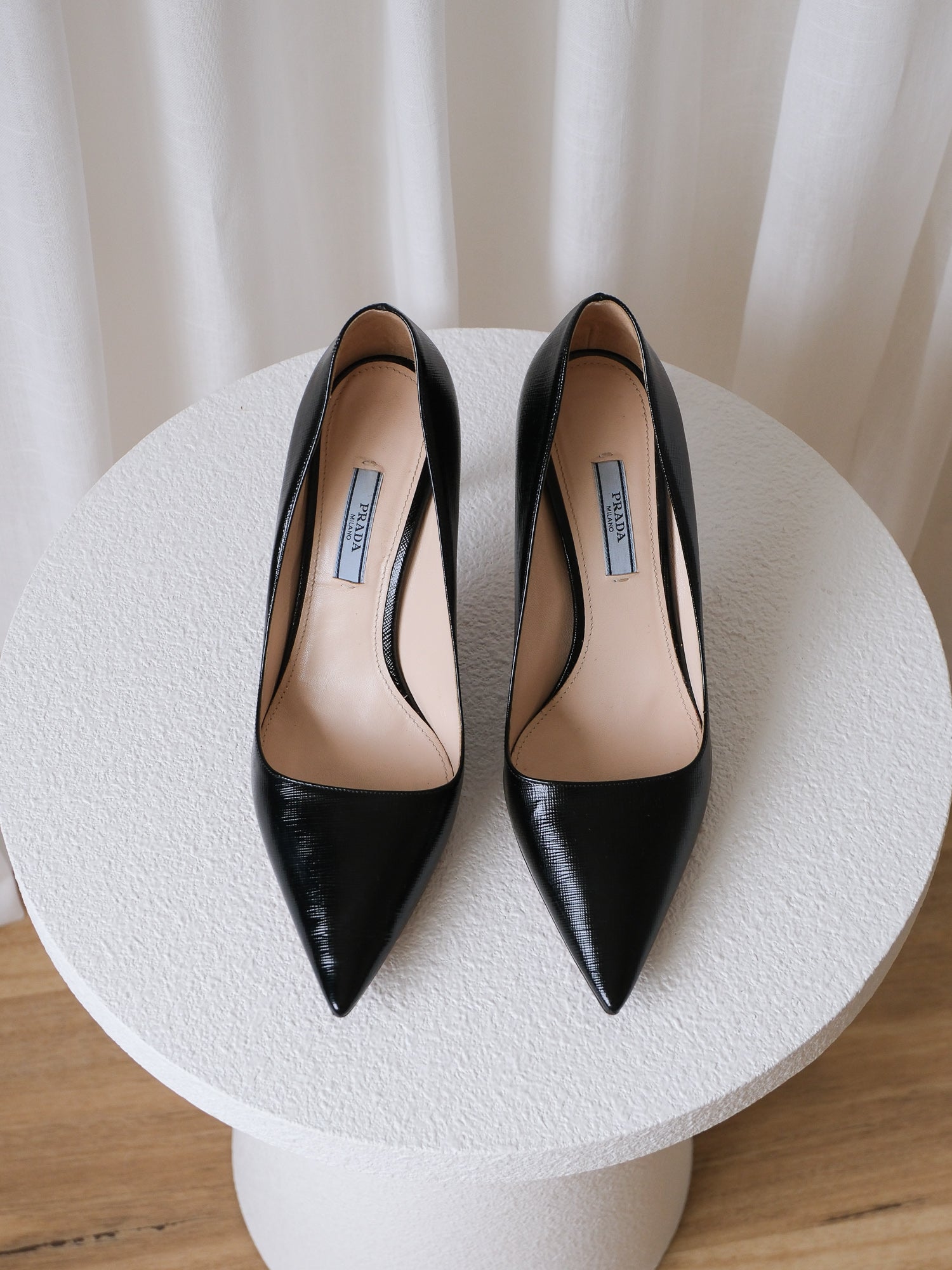 Saffiano Pointed Toe Pumps, Size 39