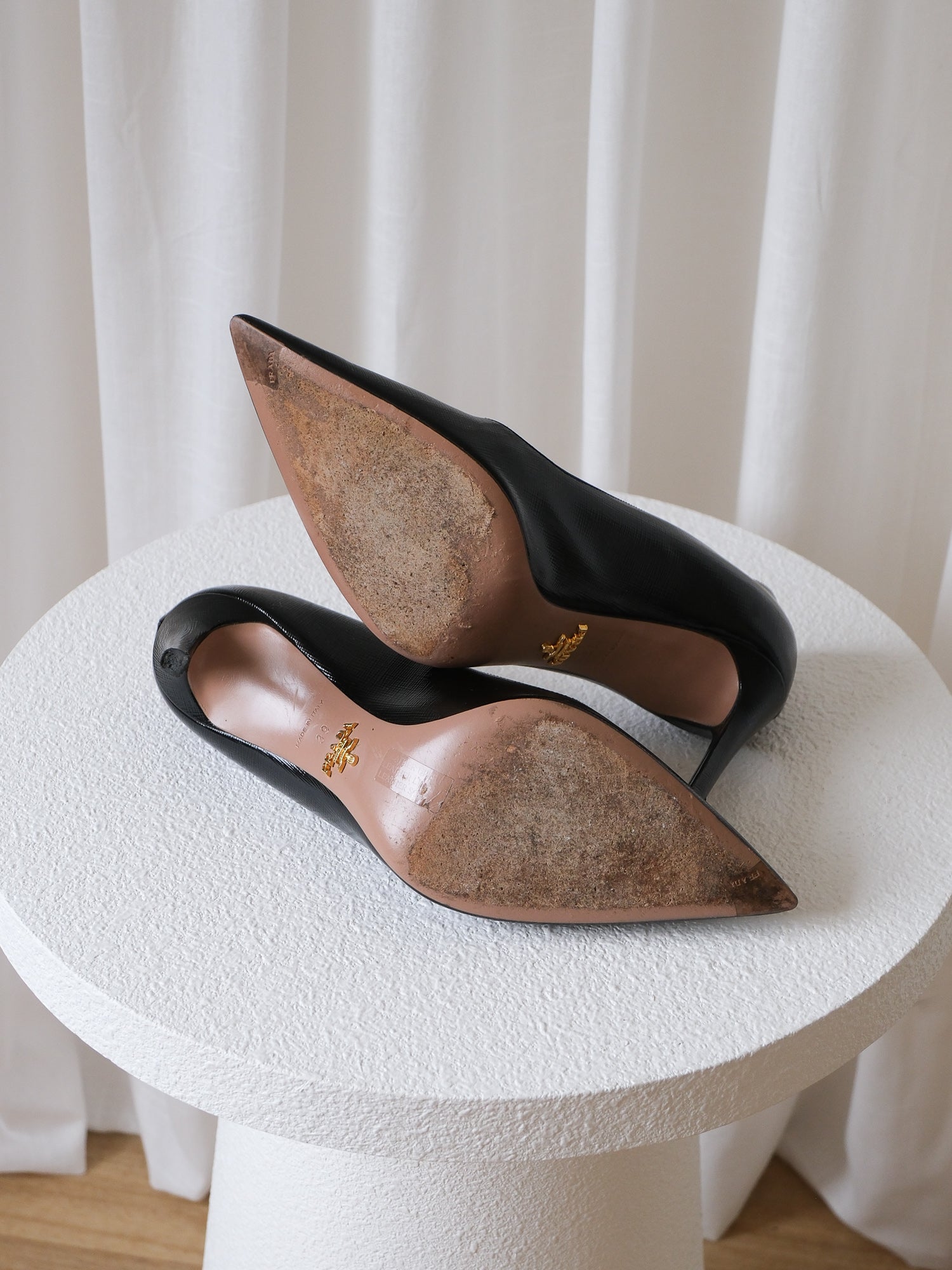 Saffiano Pointed Toe Pumps, Size 39