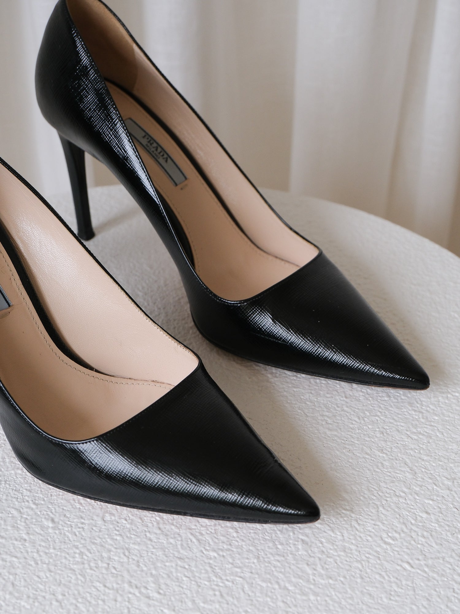 Saffiano Pointed Toe Pumps, Size 39