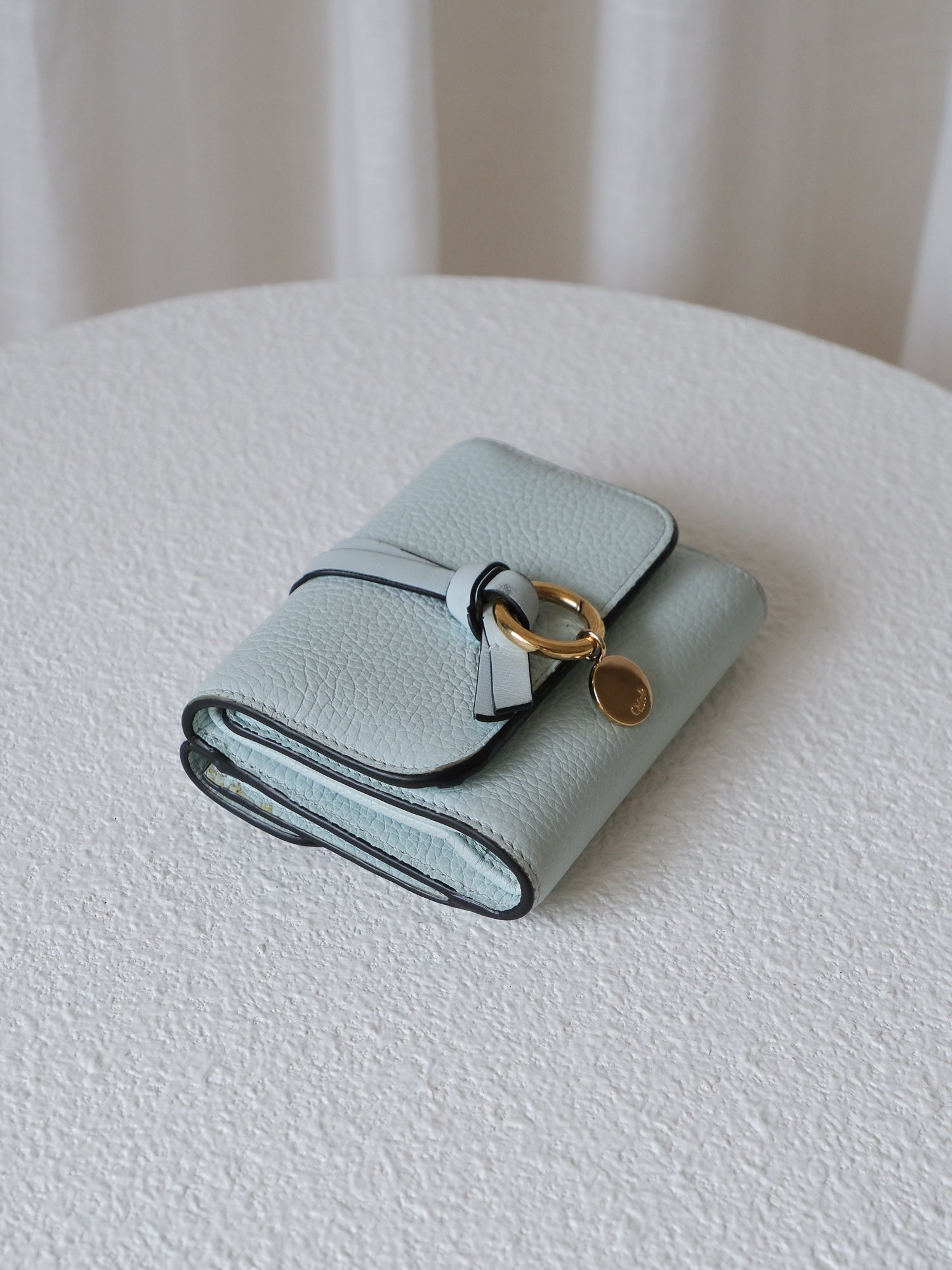 'Alphabet' Grained Leather Tri-fold Wallet