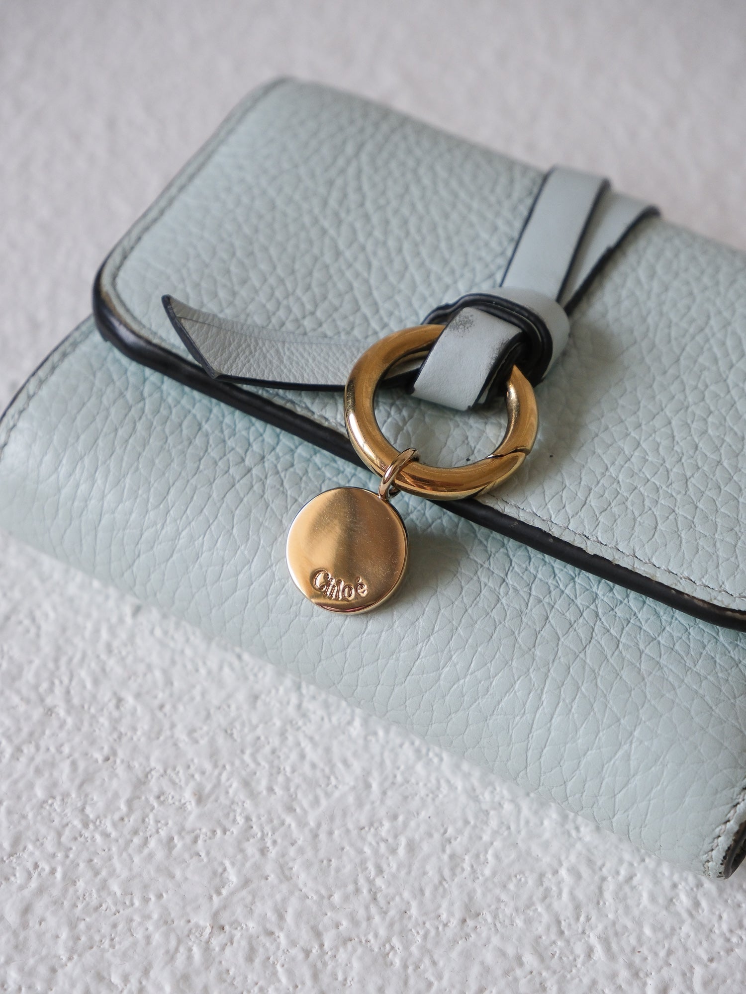 'Alphabet' Grained Leather Tri-fold Wallet