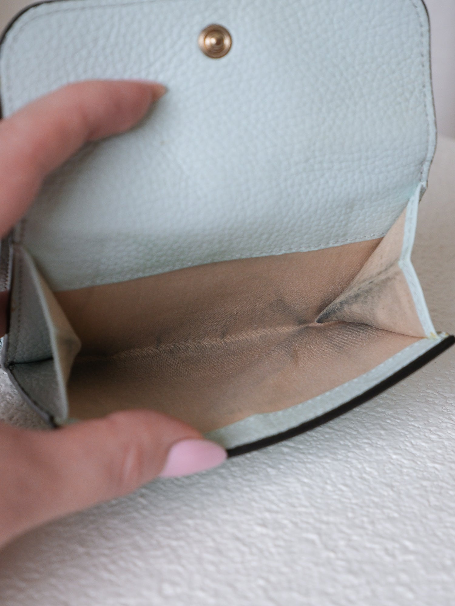 'Alphabet' Grained Leather Tri-fold Wallet