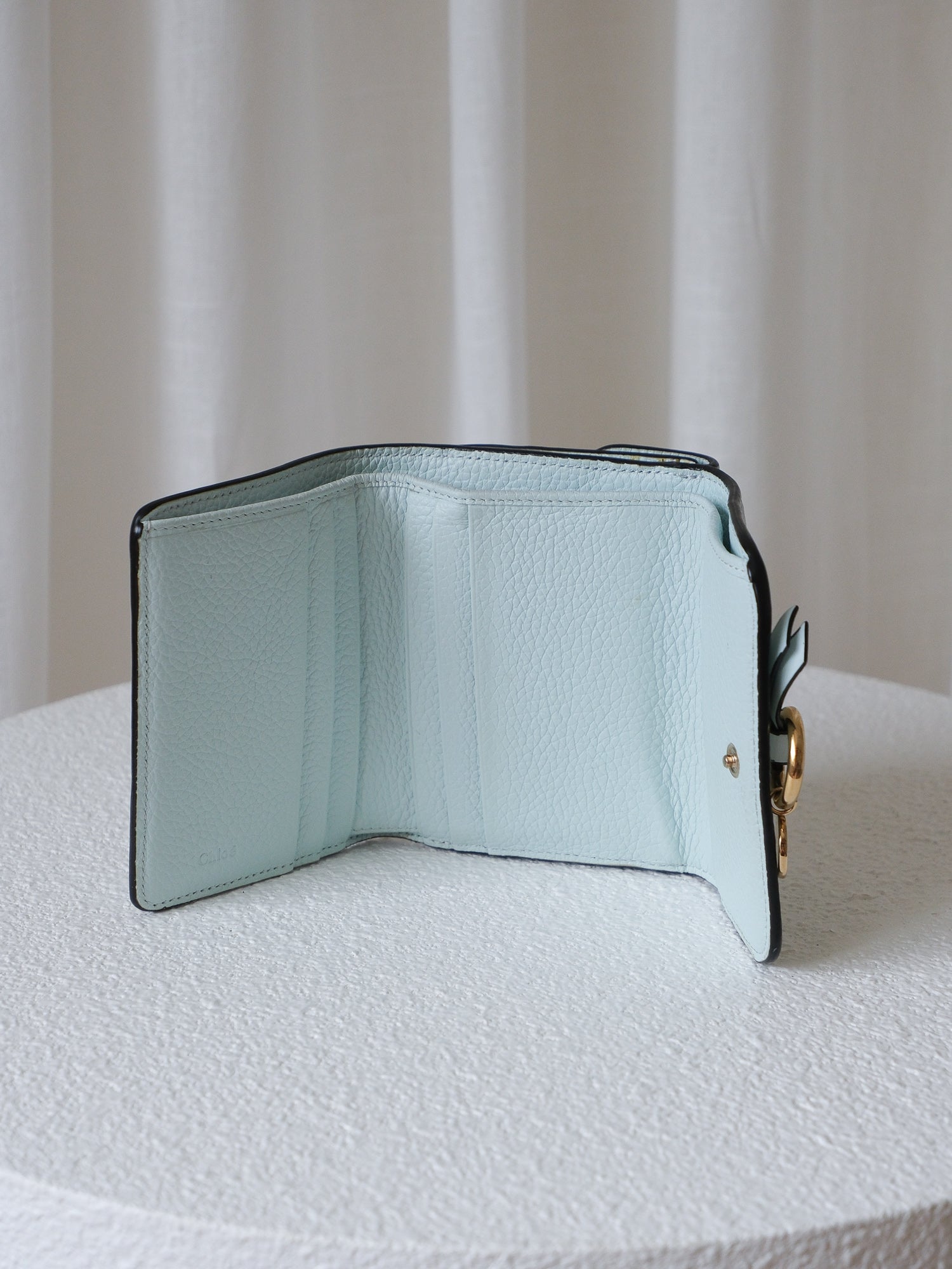 'Alphabet' Grained Leather Tri-fold Wallet