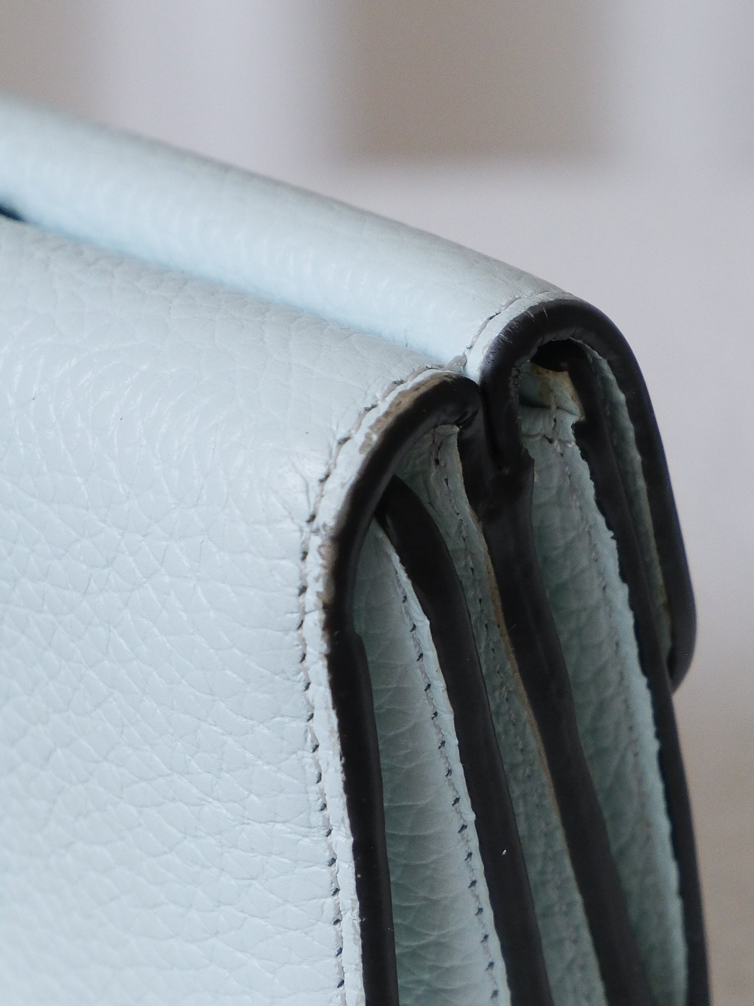 'Alphabet' Grained Leather Tri-fold Wallet